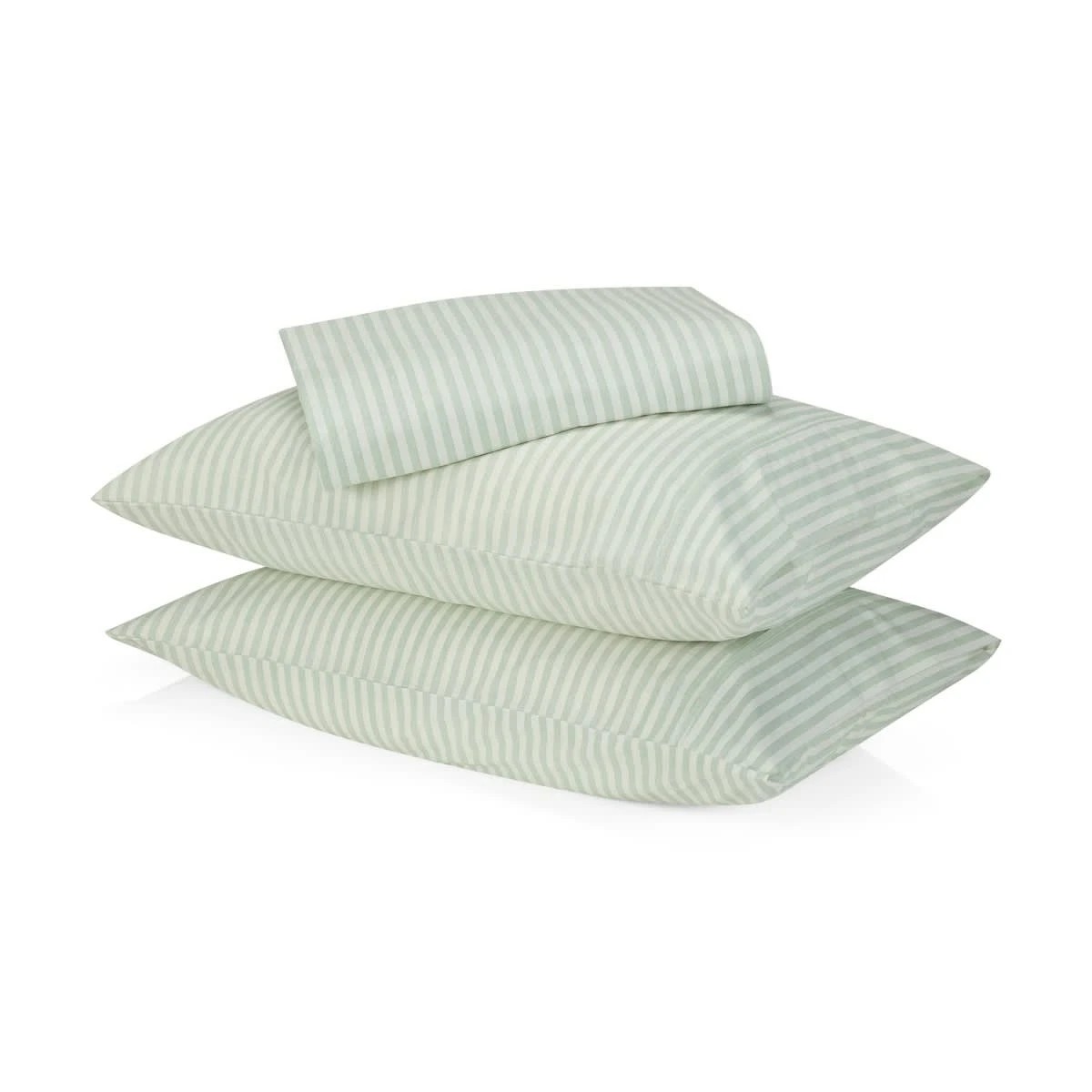 1 250 Thread Count Stripe Cotton Sheet Set - King Bed, Sage, 1 of 7