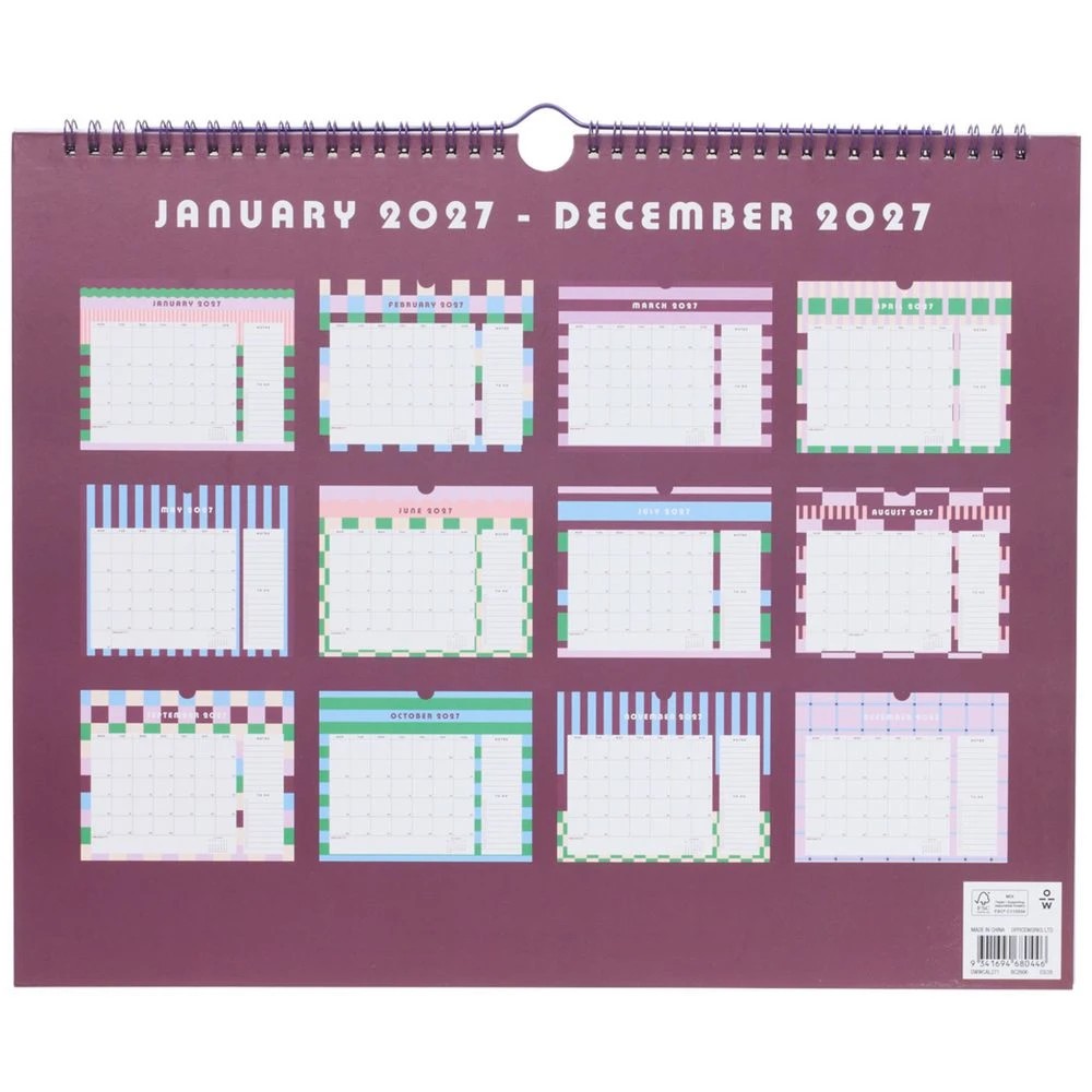 3 Officeworks 2027 Wall Calendar Stripes, 3 of 3