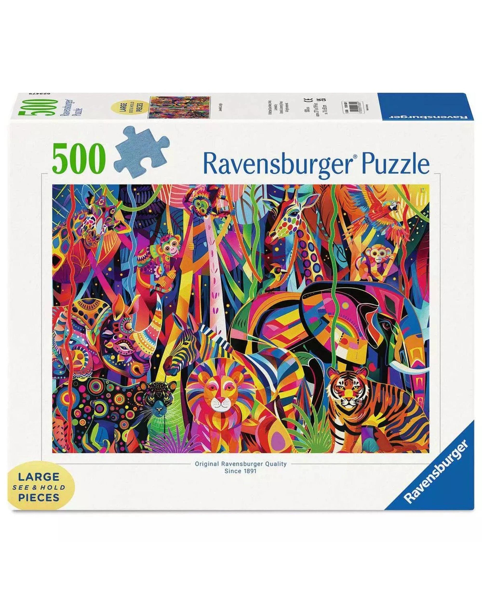 1 Ravensburger Jewelled Jungle 500 Large Piece Jigsaw Puzzle, 1 of 3