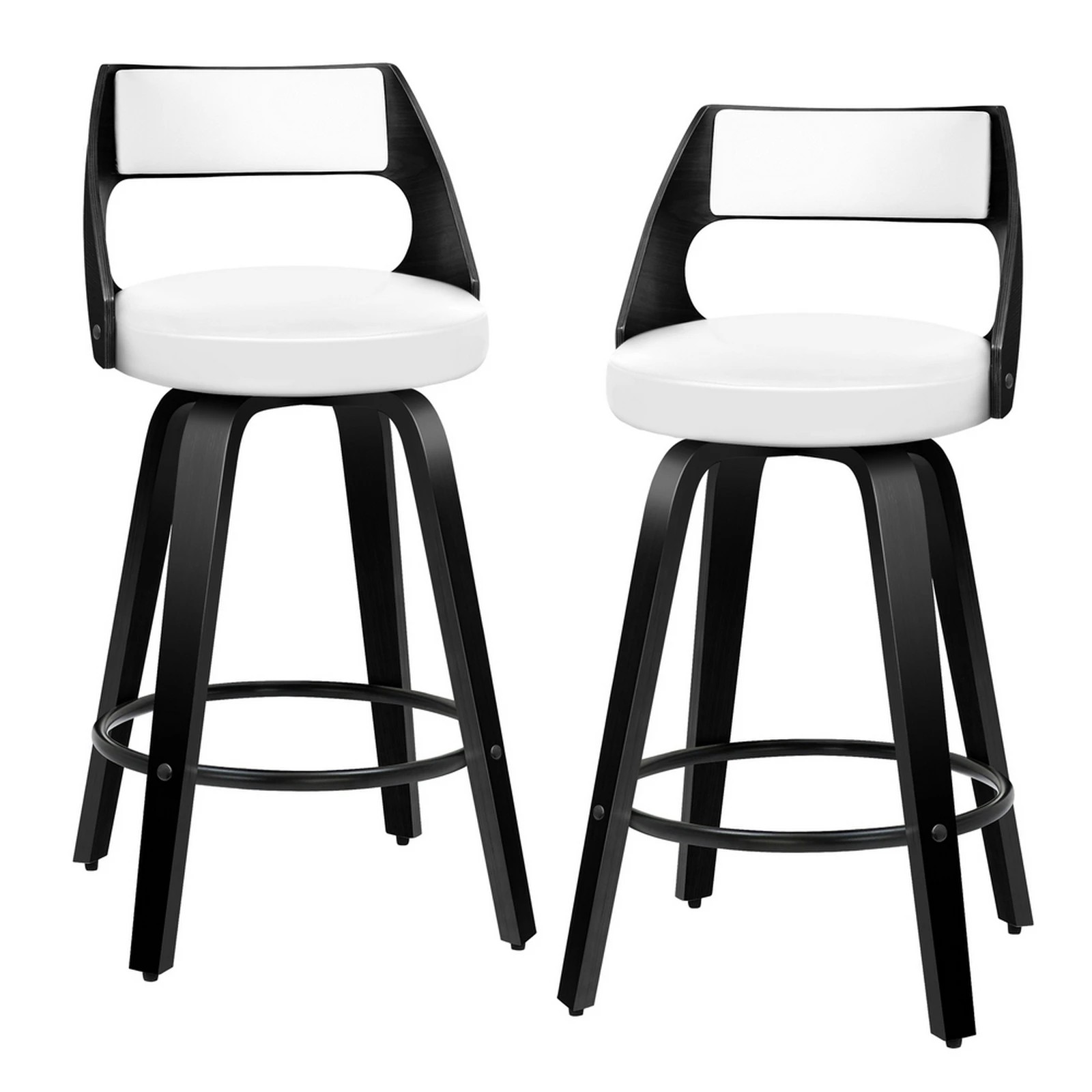 1 Alfordson 2x Swivel Bar Stools Eden Kitchen Wooden Dining Chair - White, 1 of 10
