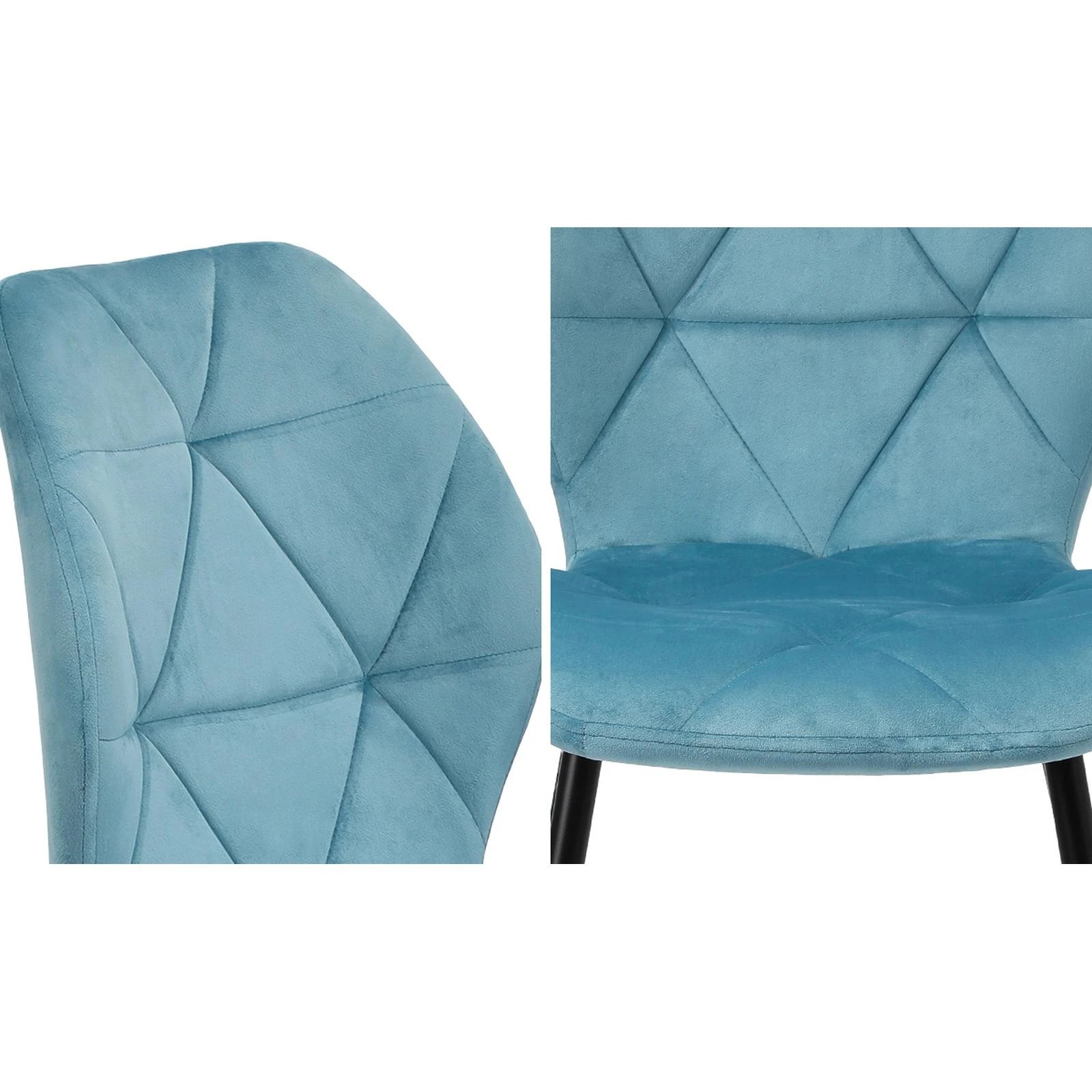 4 Oikiture Set Of 6 Dining Chairs Kitchen Chair Padded Seat High Back Velvet
 - Blue, 4 of 10