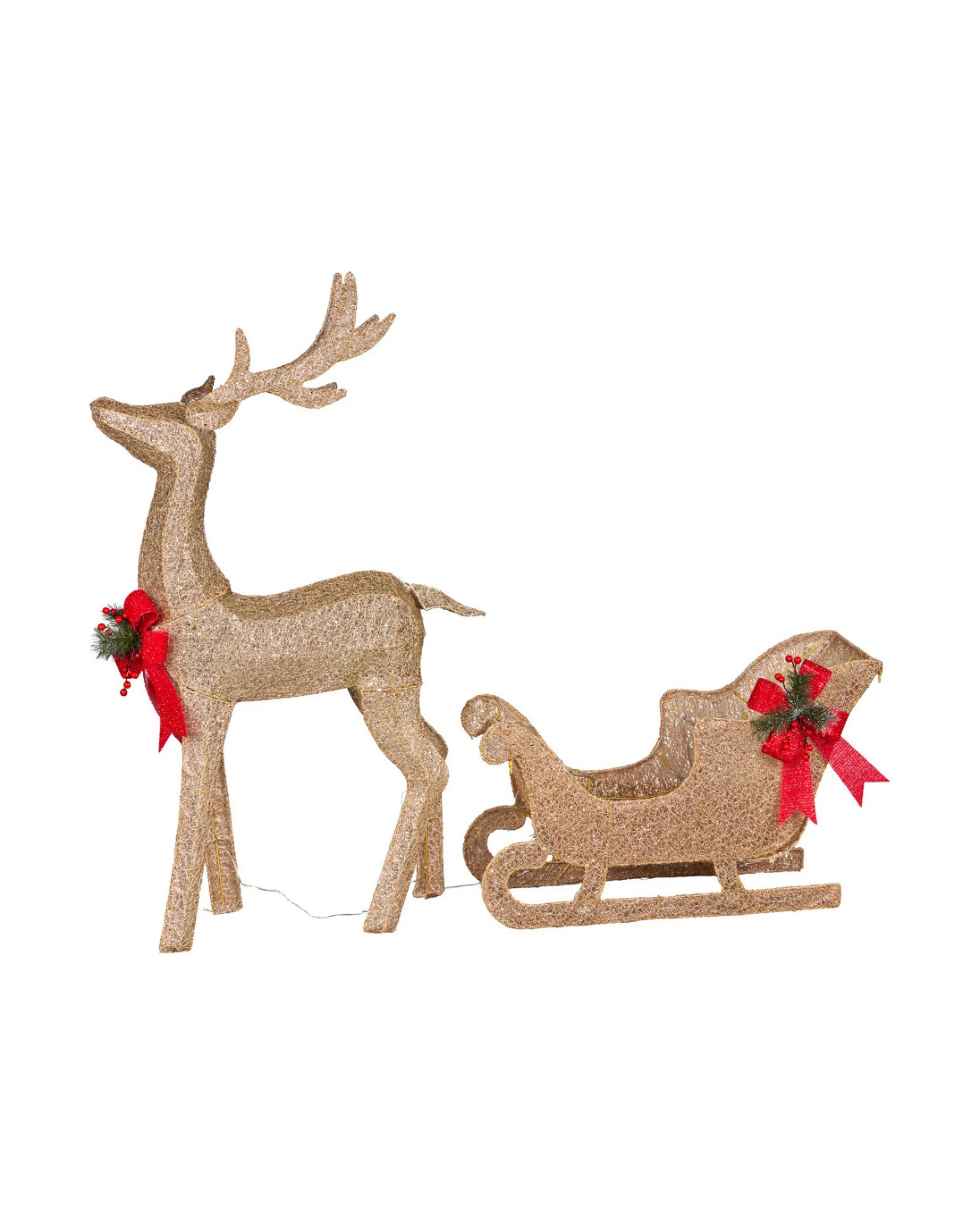 3 Christabelle Large Christmas Sleigh Reindeer With Led Lights Indoor Outdoor Front Lawn Yard Decoration Ornament, 3 of 4