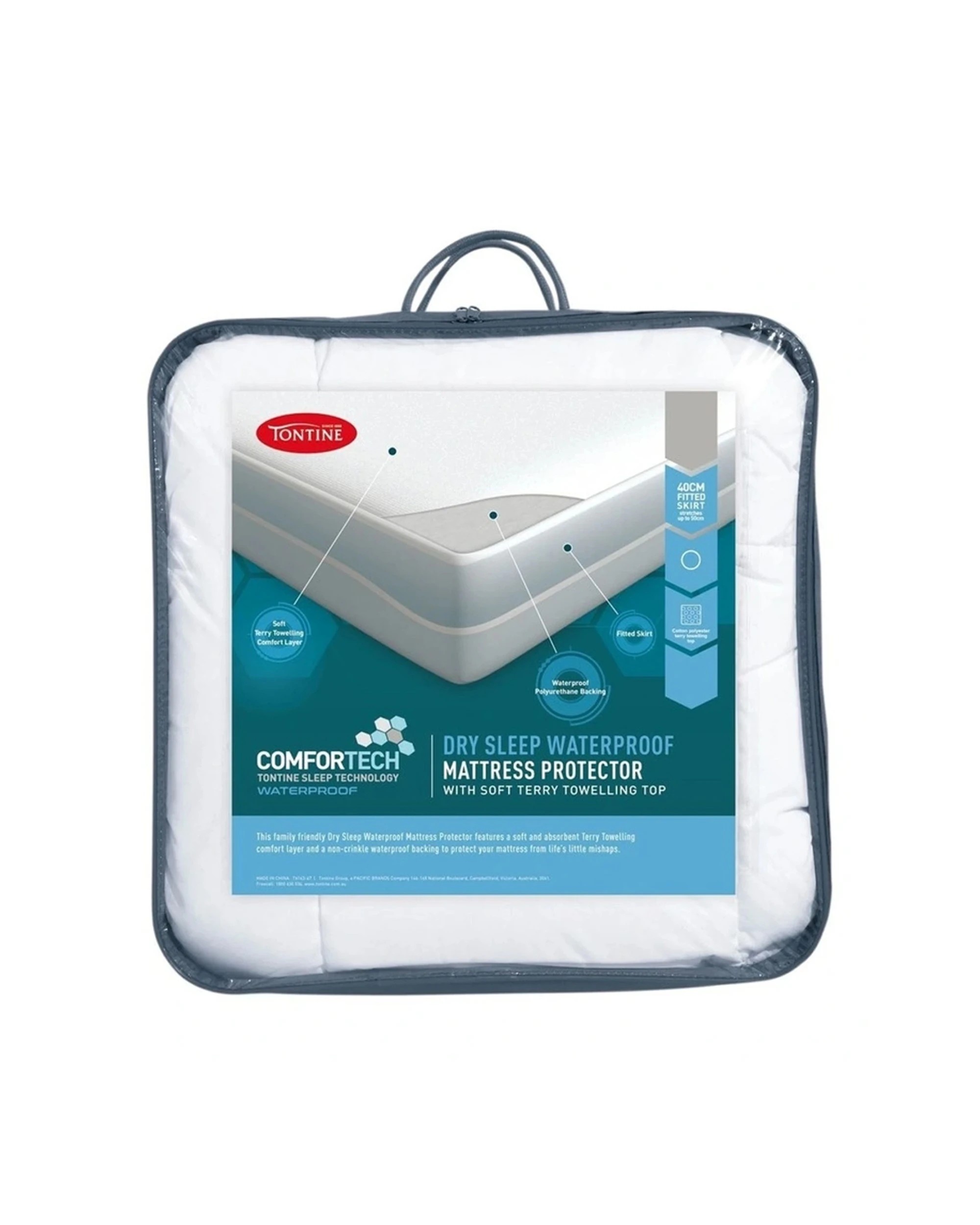 1 Tontine Comfortech Dry Sleep Waterproof King Single Bed Mattress Protector - White, 1 of 3