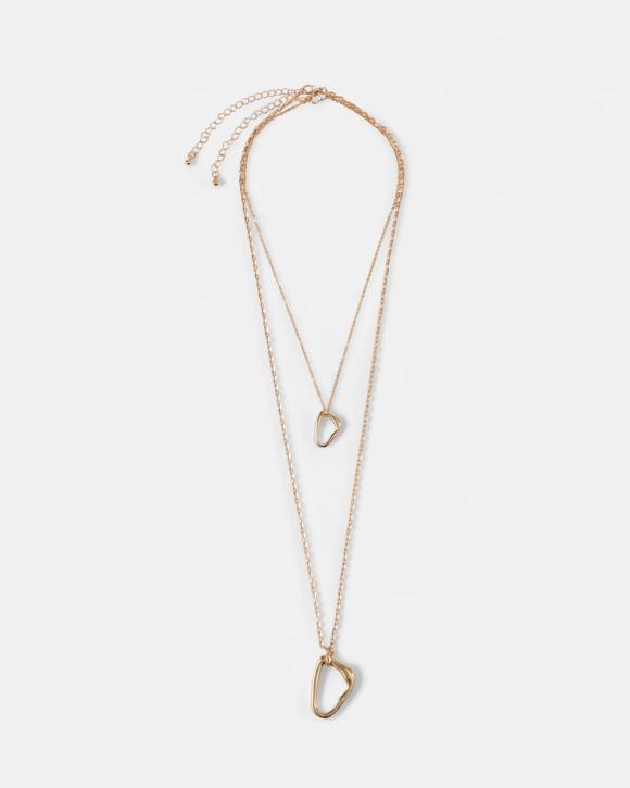 2 Pack Irregular Pendants & Necklaces - Gold Tone