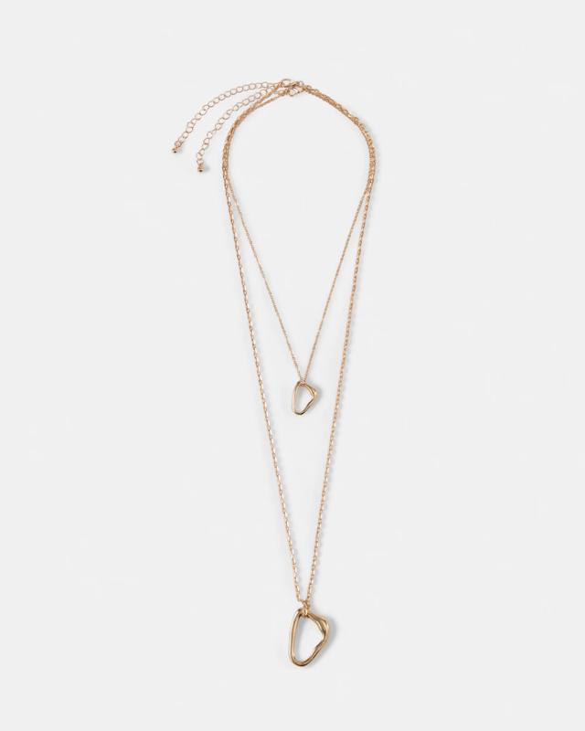 2 Pack Irregular Pendants & Necklaces - Gold 