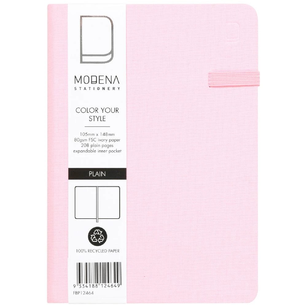 1 Modena A6 Linen Plain Notebook Pink, 1 of 5