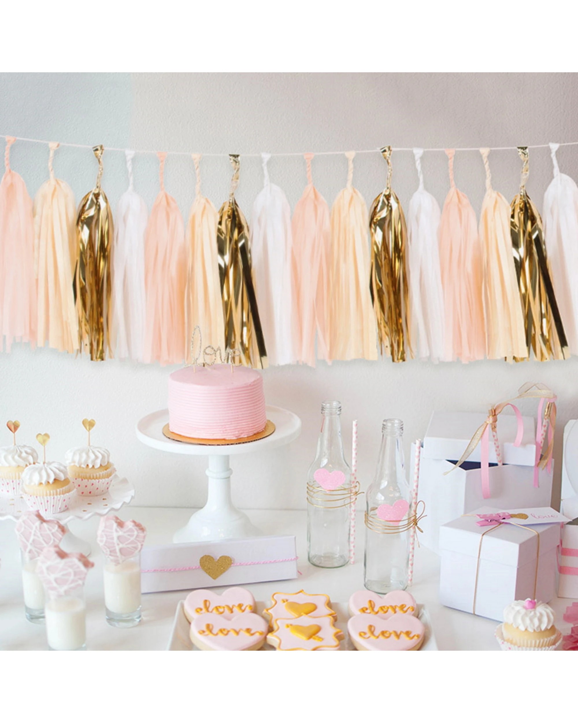 3 Party Maker Light Pink, White & Gold Tassel Garland Banner - Pink, 3 of 3