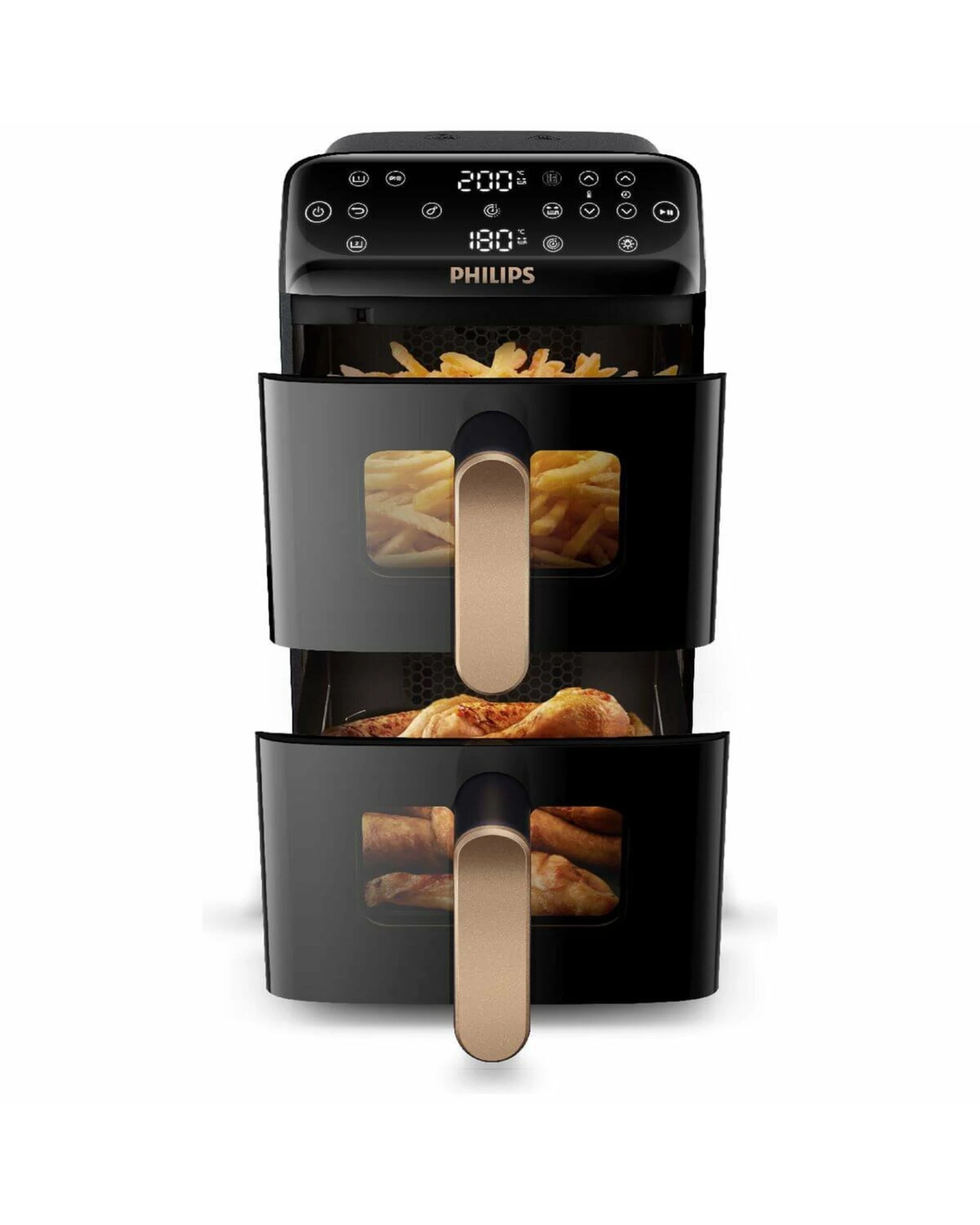 3 Philips 4000 Series 10L Stacked Dual Basket Airfryer Black, 3 of 5