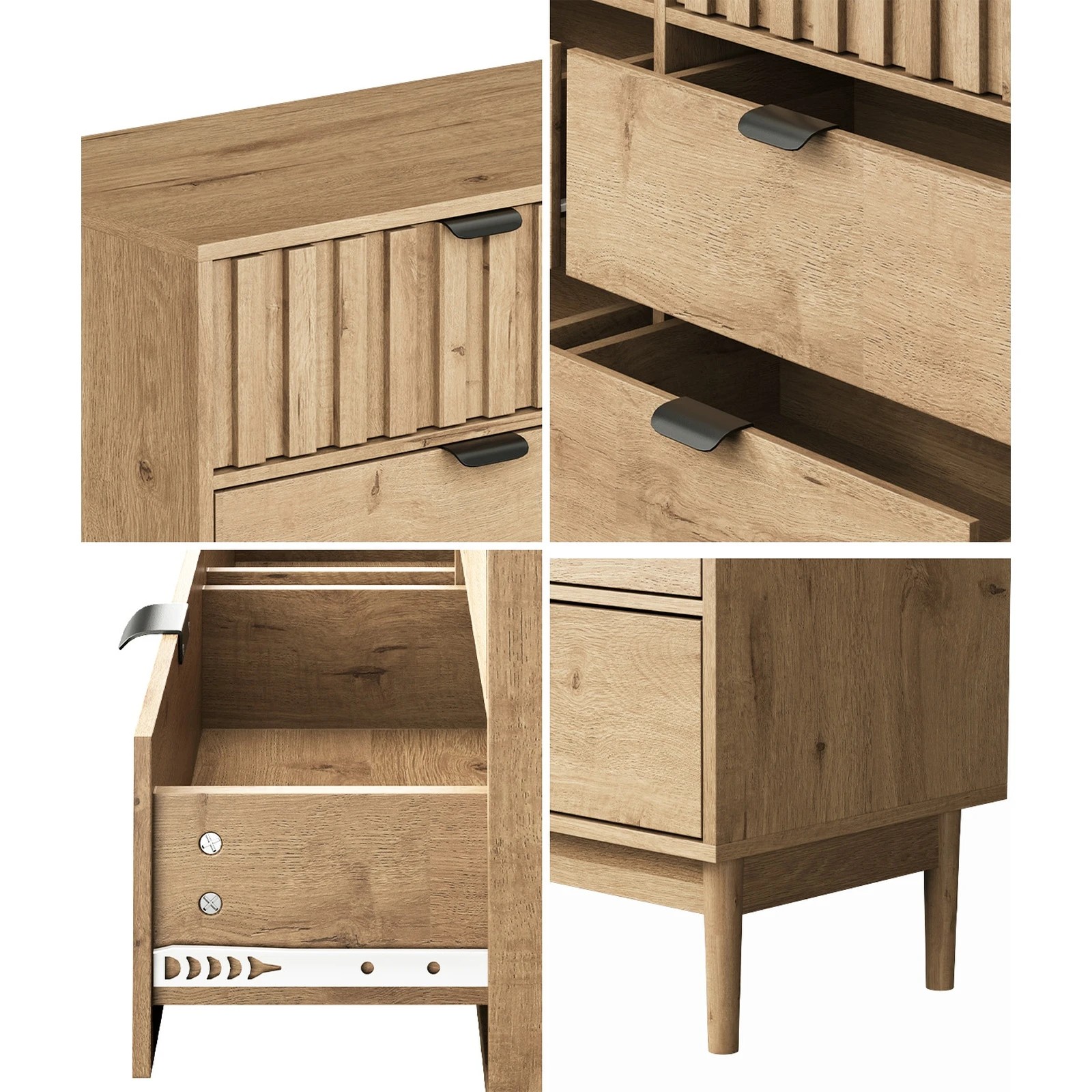 5 Oikiture 6 Chest of Drawers Organizer Dresser Storage Cabinet Lowboy - Natural, 5 of 9