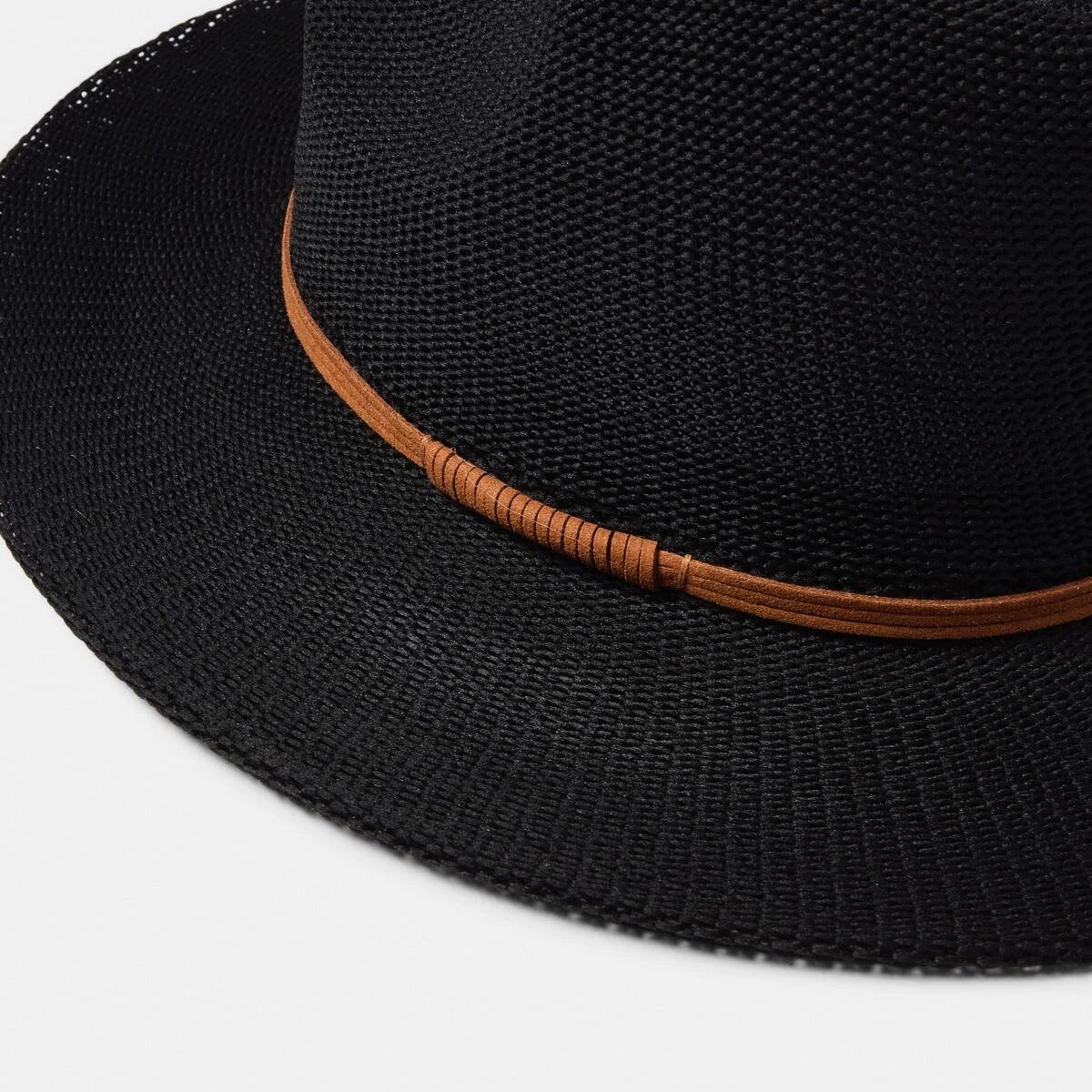 2 Metal Trim Fedora Hat BLACK, 2 of 2