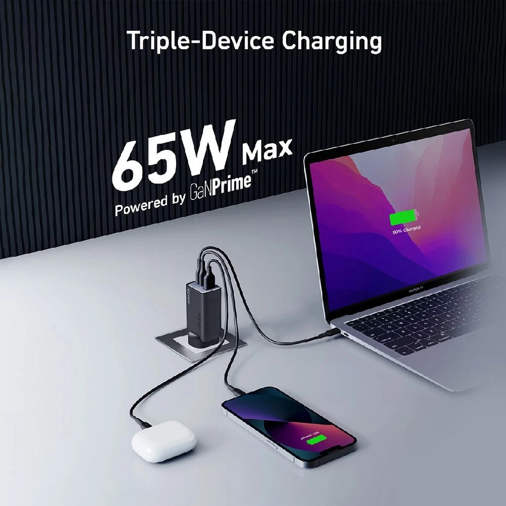 2 Anker 65W 3-Port Wall Charger Black, 2 of 6