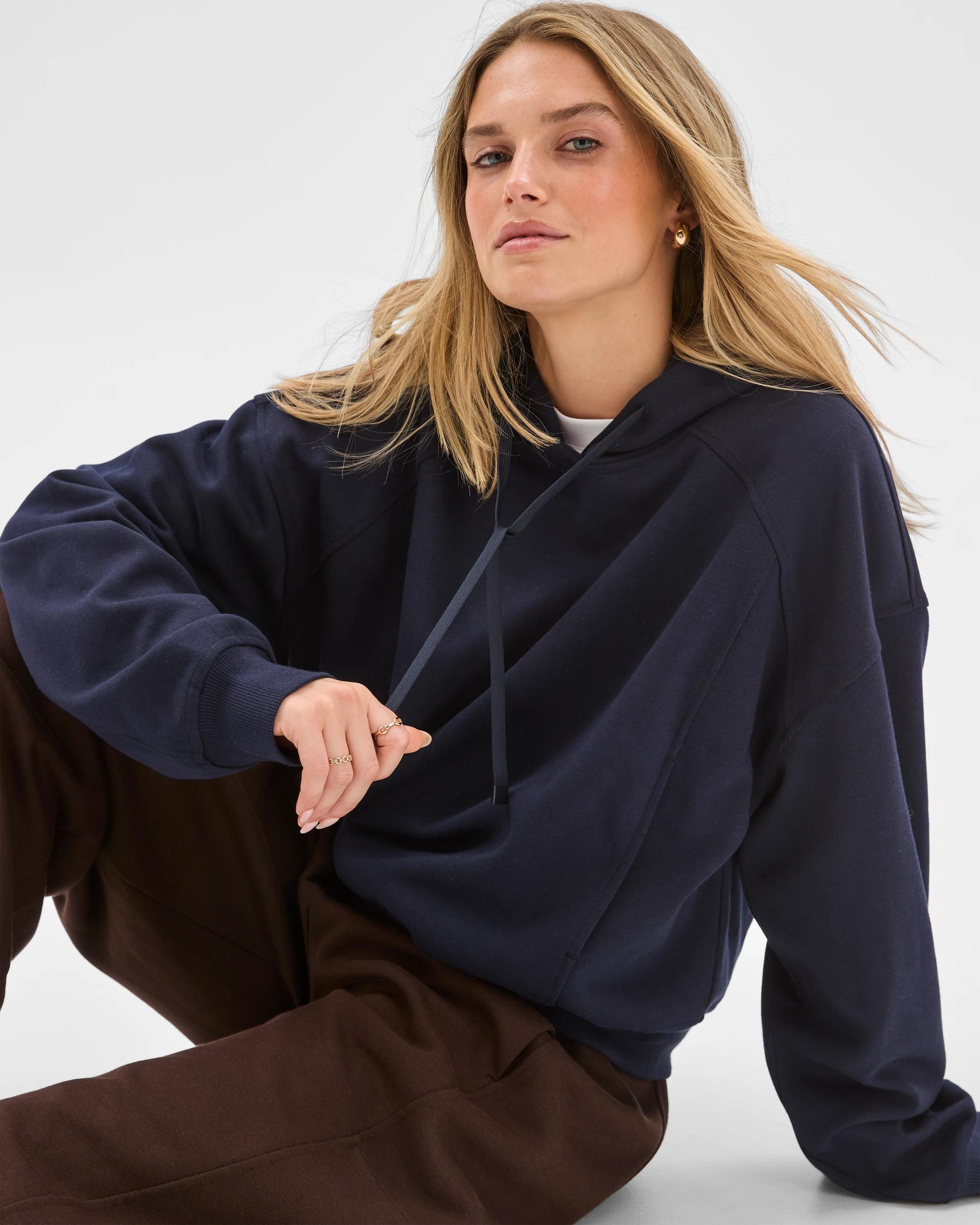 4 Lily Loves Panelled Hoodie DEEP NAVY, 4 of 7