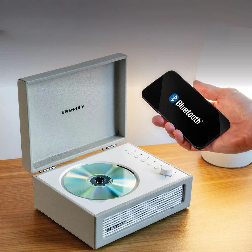 2 Crosley Voyager Portable Retro CD Player with Stereo Bluetooth Speakers, FM Radio - Beige, 2 of 7