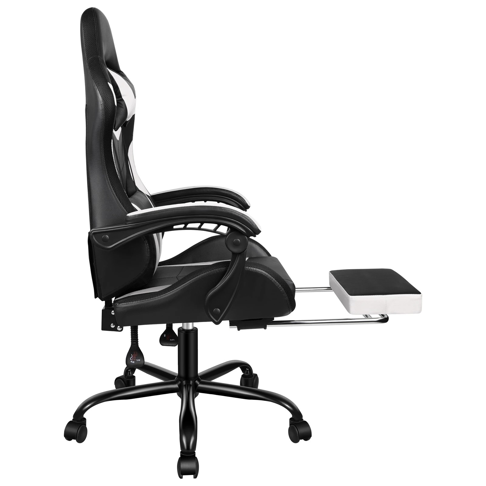 5 Alfordson Gaming Chair Office Massage 12 RGB LED Computer Seat PU Leather - White, 5 of 6