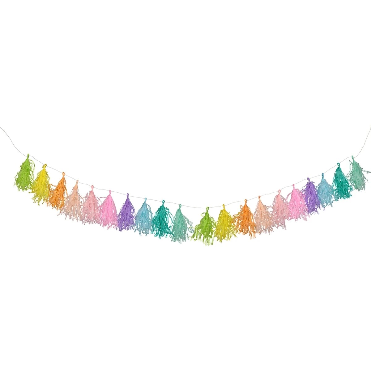 3 Pastel Rainbow Tassel Garland, 3 of 4