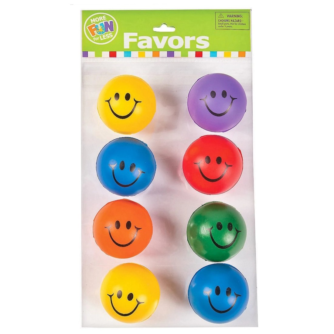 2 Fun Express Coloured Smiley Face Squishy Balls Pack of 8, 2 of 2