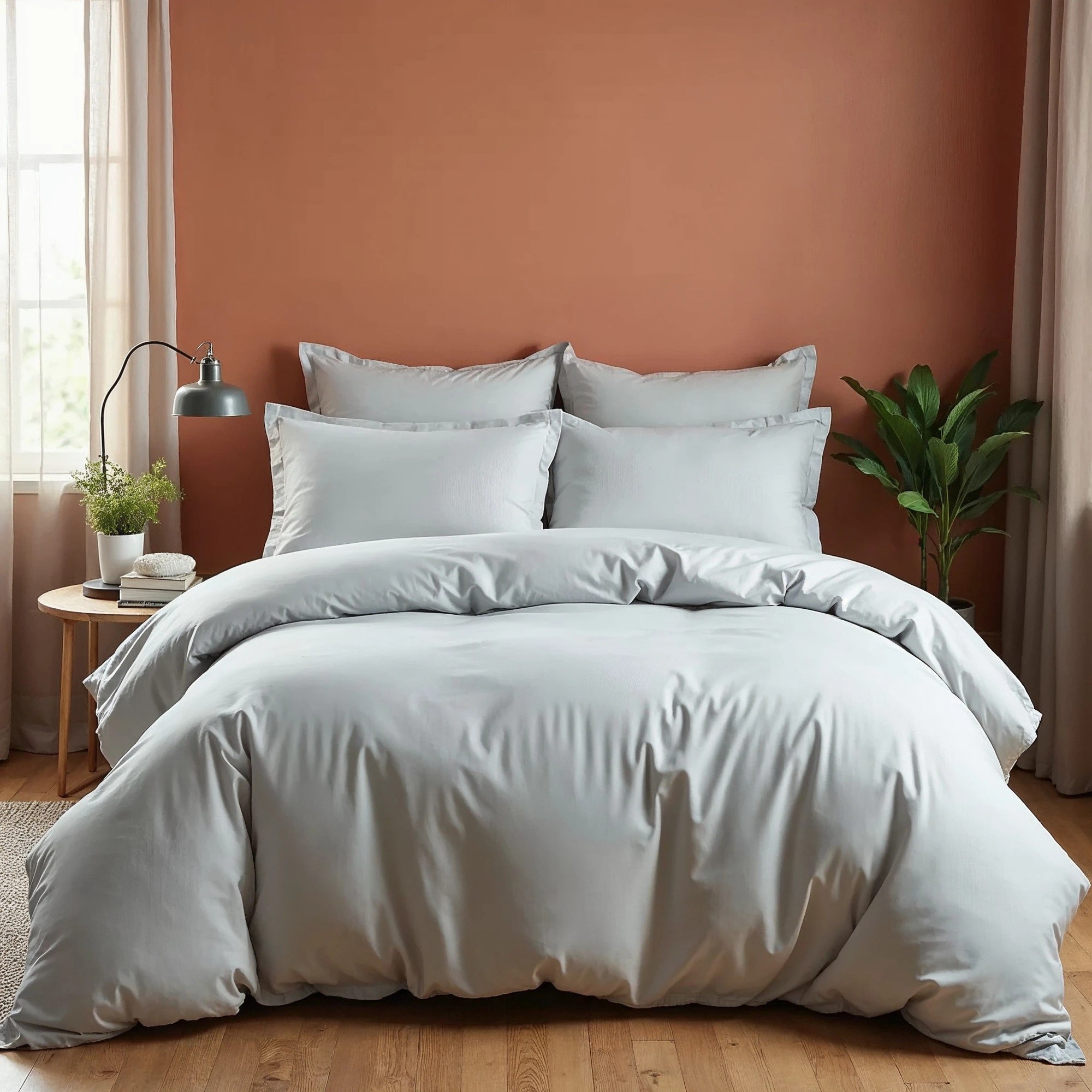 1 Balmain 1000 Thread Count Hotel Grade Bamboo Cotton Quilt Cover Pillowcases Set - King Bed - Grey, 1 of 4