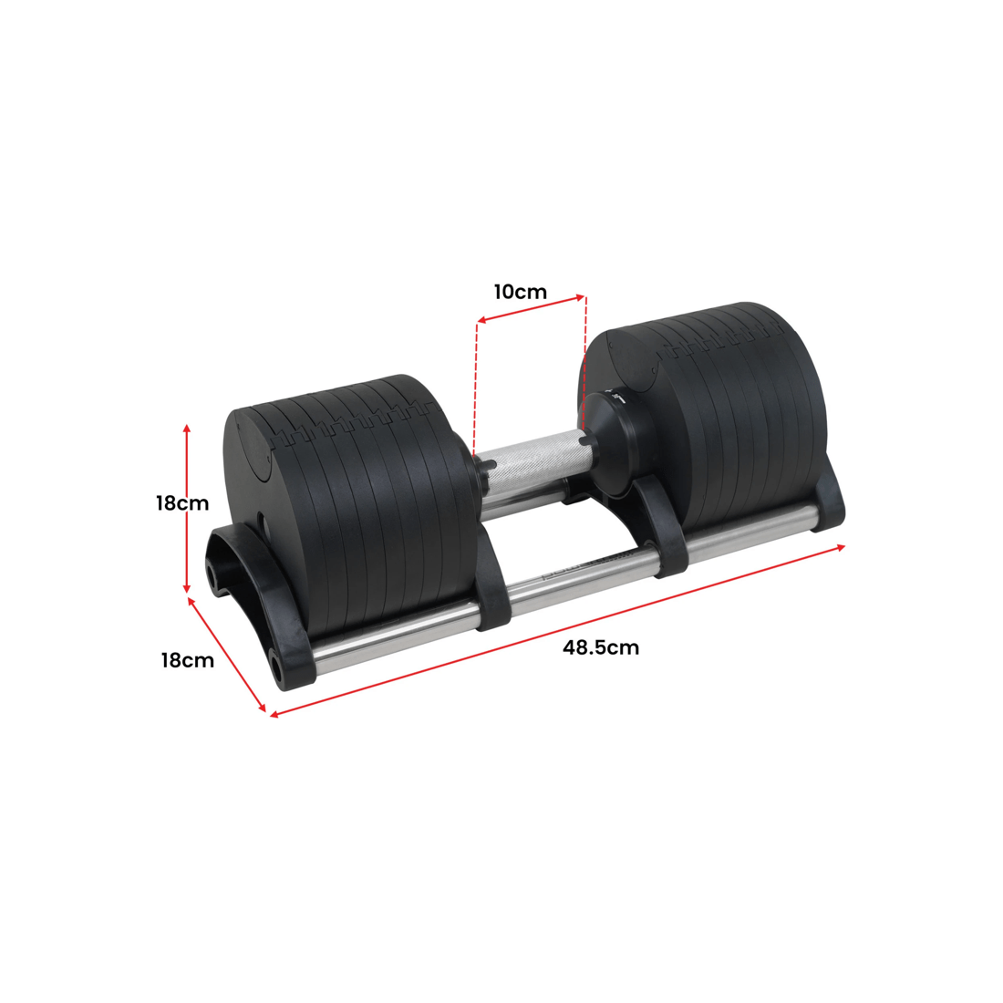 3 Powertrain Eon 72kg Dial-Up Adjustable Dumbbell Home Gym Weights Plates Exercise, 3 of 6