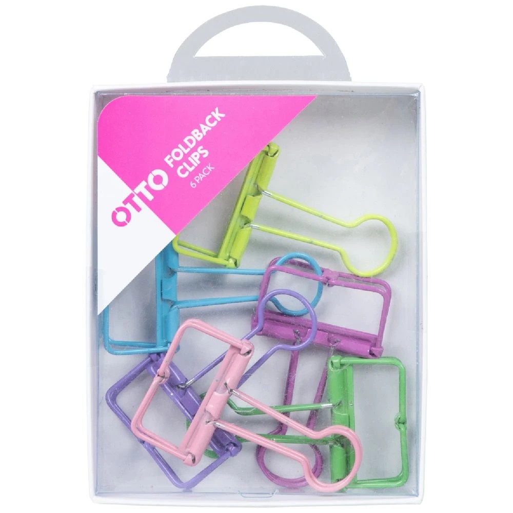 1 Otto Foldback Clips 19mm Assorted 6 Pack, 1 of 2