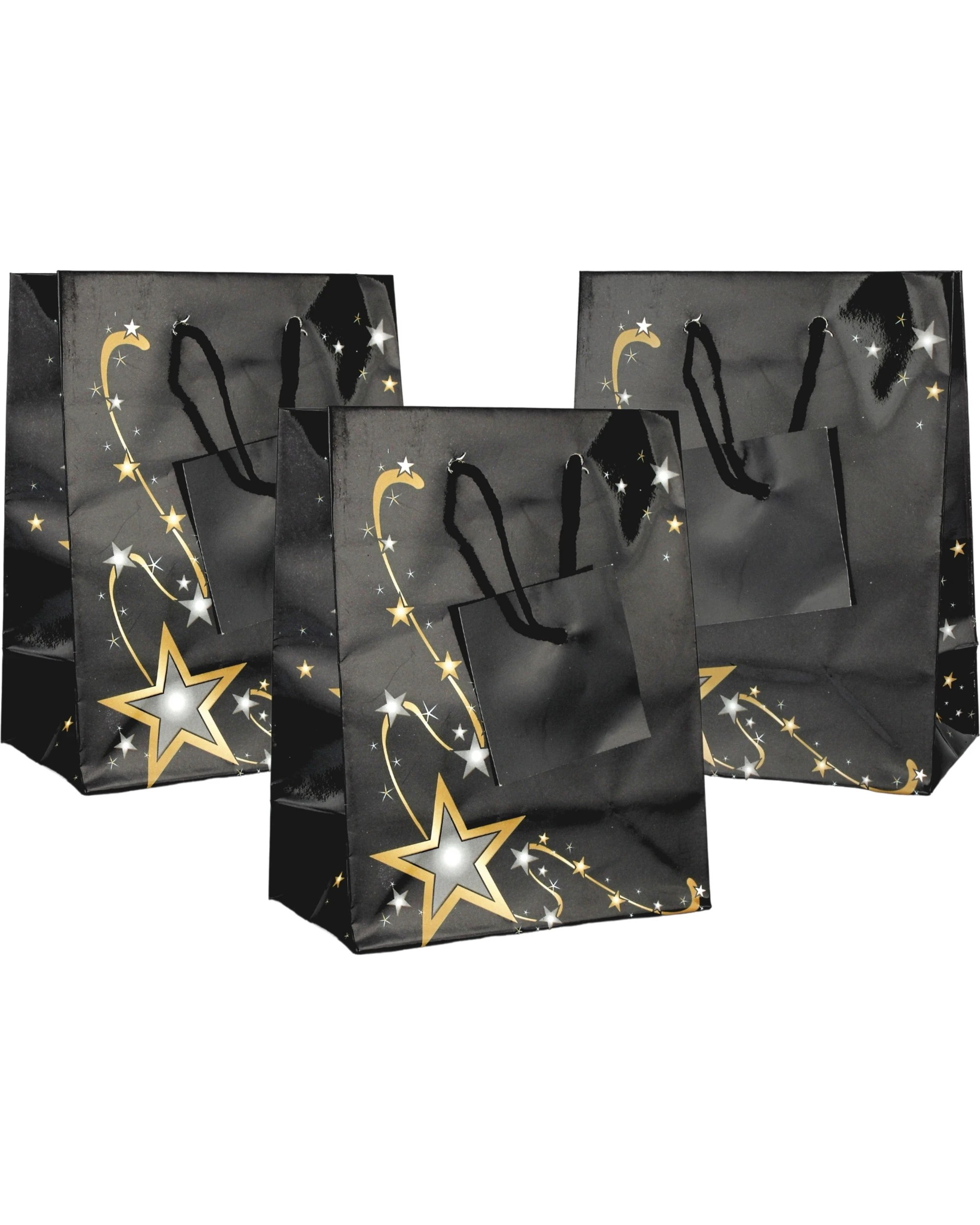 1 Fun Express Star Mini Paper Gift Bags Pack of 12 - Gold, 1 of 2