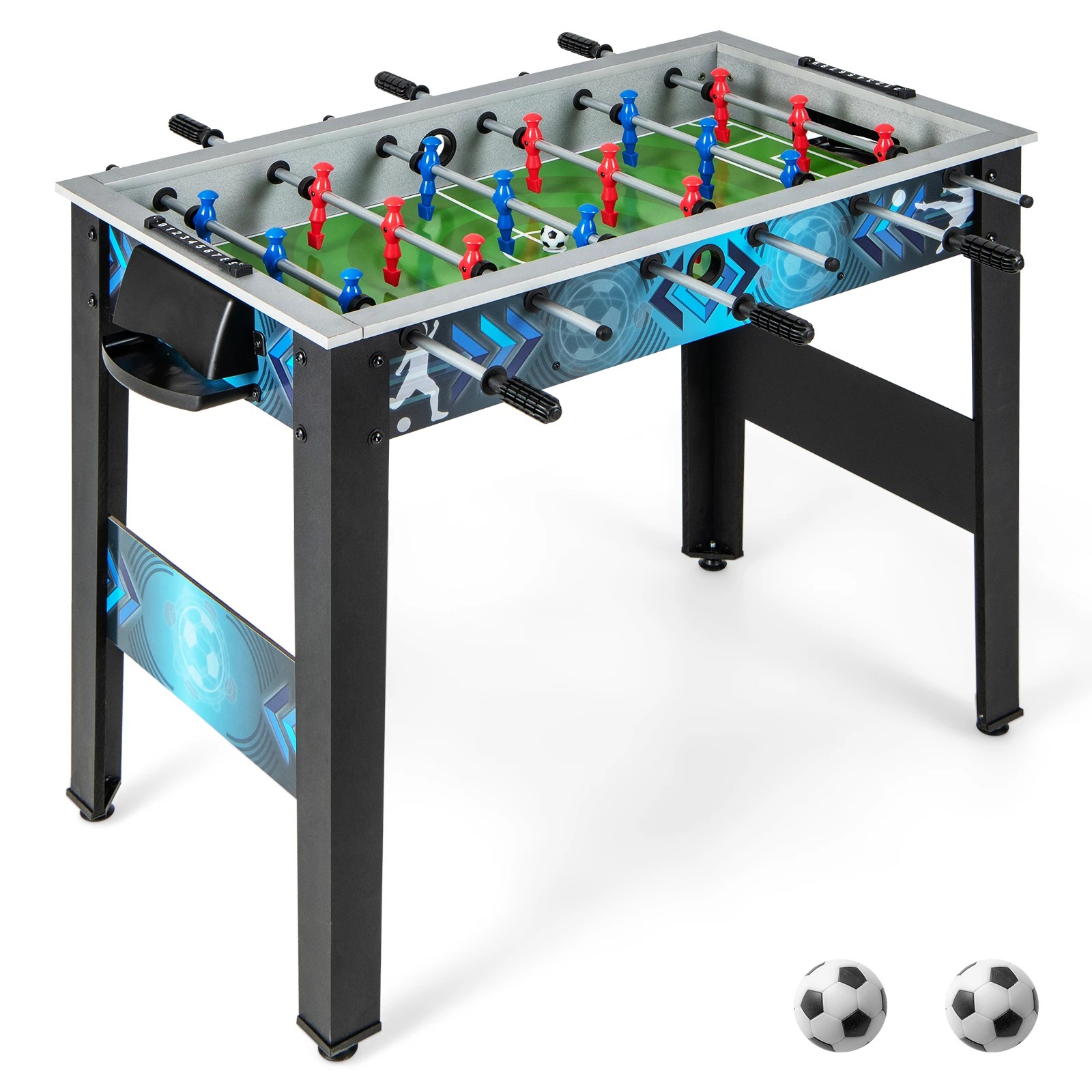 1 Costway Foosball Table Game Set Soccer Table Game w/ 2 Footballs Soccer Table - Black, 1 of 1