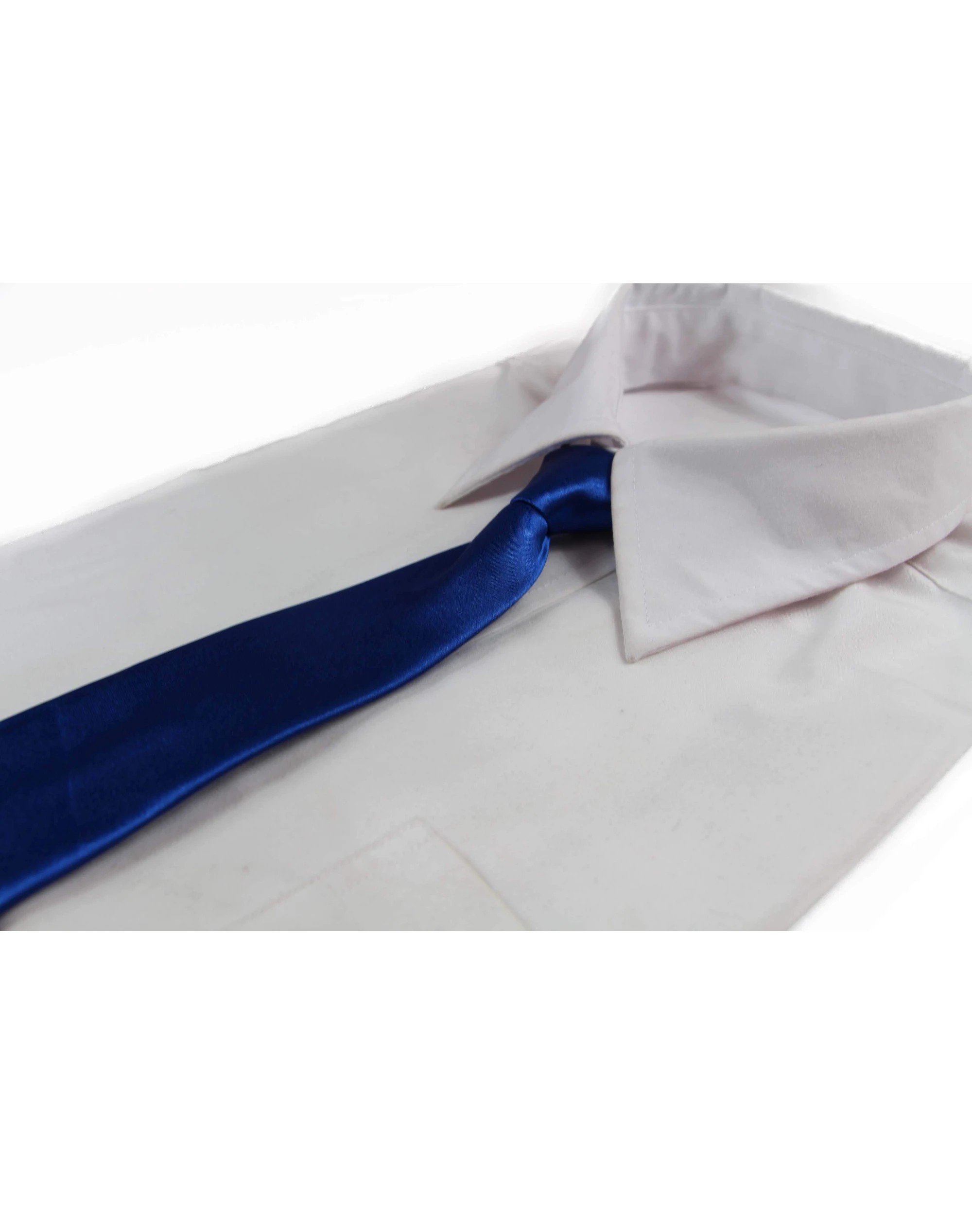 1 Zasel Kids Boys Blue Elastic Plain Neck Tie, 1 of 2