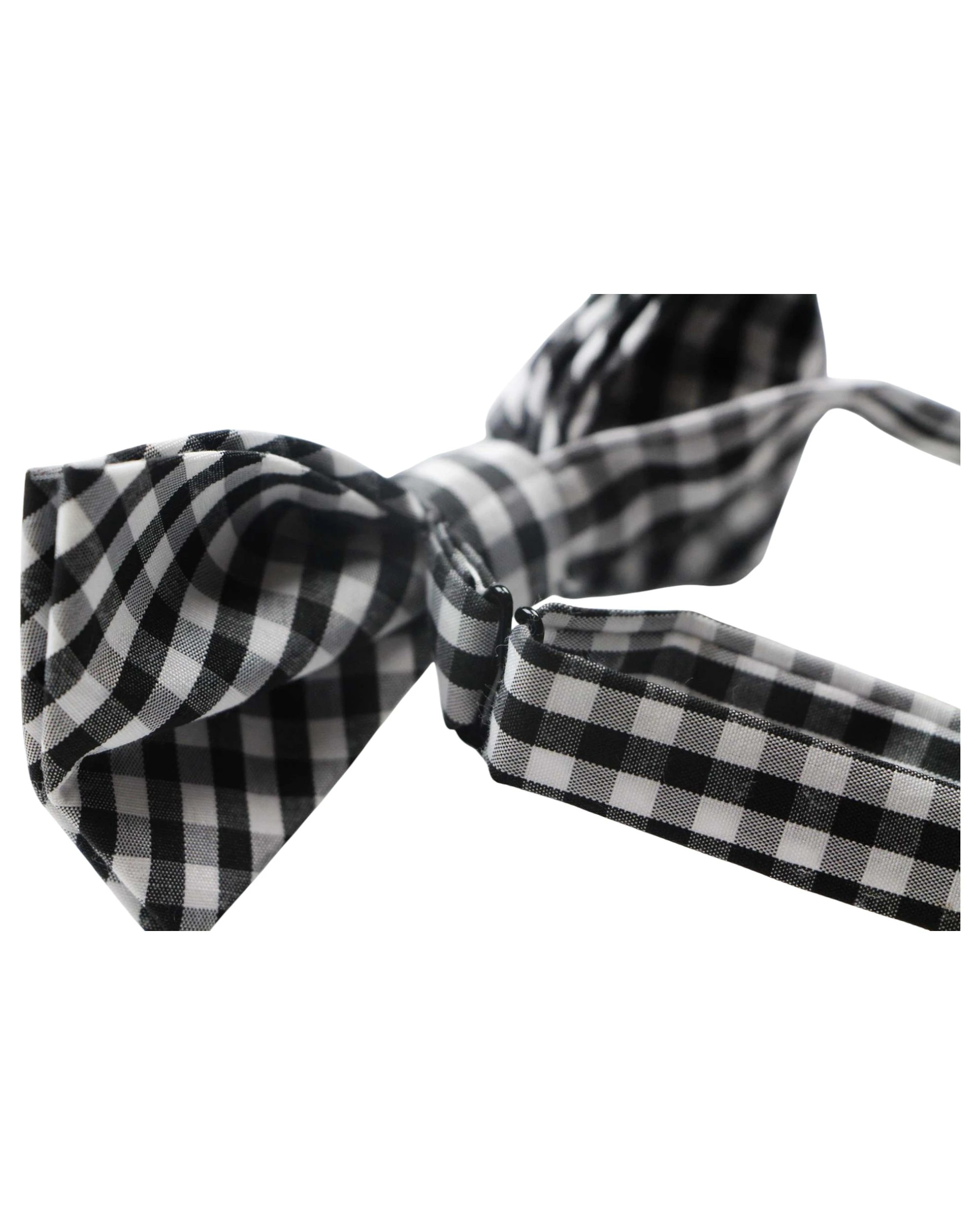 2 Zasel Mens Black & White Checkered Cotton Bow Tie, 2 of 2