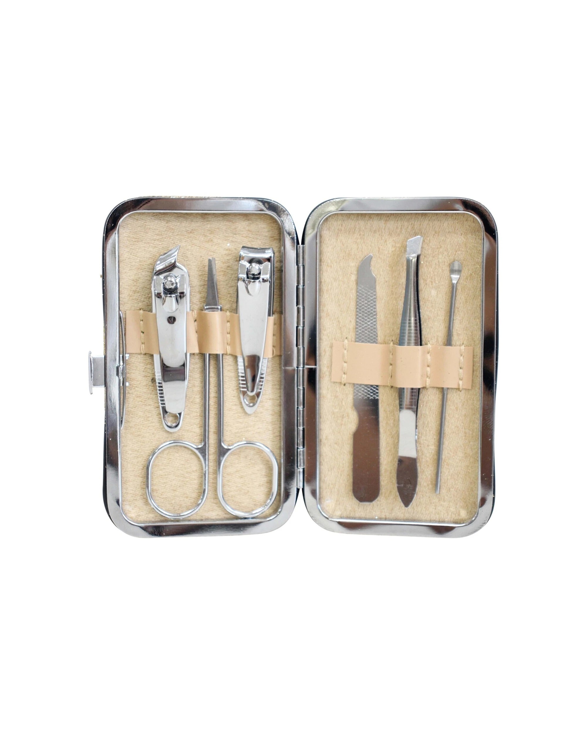 1 LVD 7pc Metal Plastic 10.5cm Manicure Set Clipper Cuticle Kit Glitter - Gold, 1 of 2