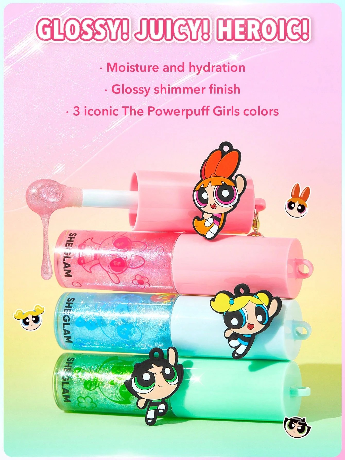 2 The Powerpuff Girls x SHEGLAM Super Trio Lip Gloss - Blossom, 2 of 7