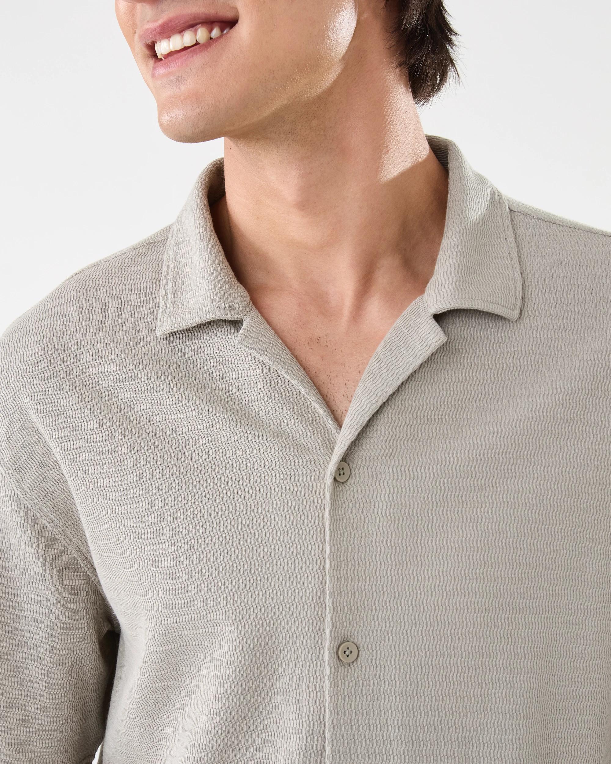 6 Short Sleeve Textured Shirt Bge Khaki, 6 of 10