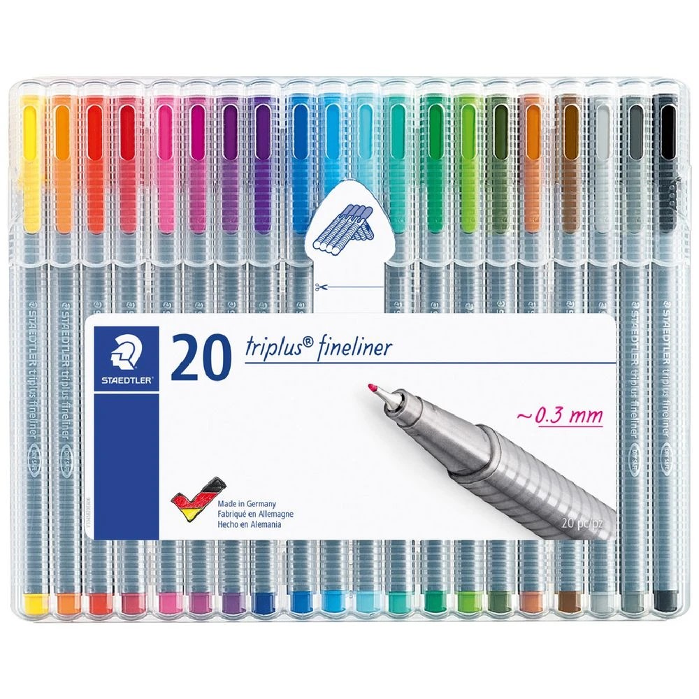 1 Staedtler Triplus 0.3mm Fineliners 334 Assorted 20 Pack, 1 of 10