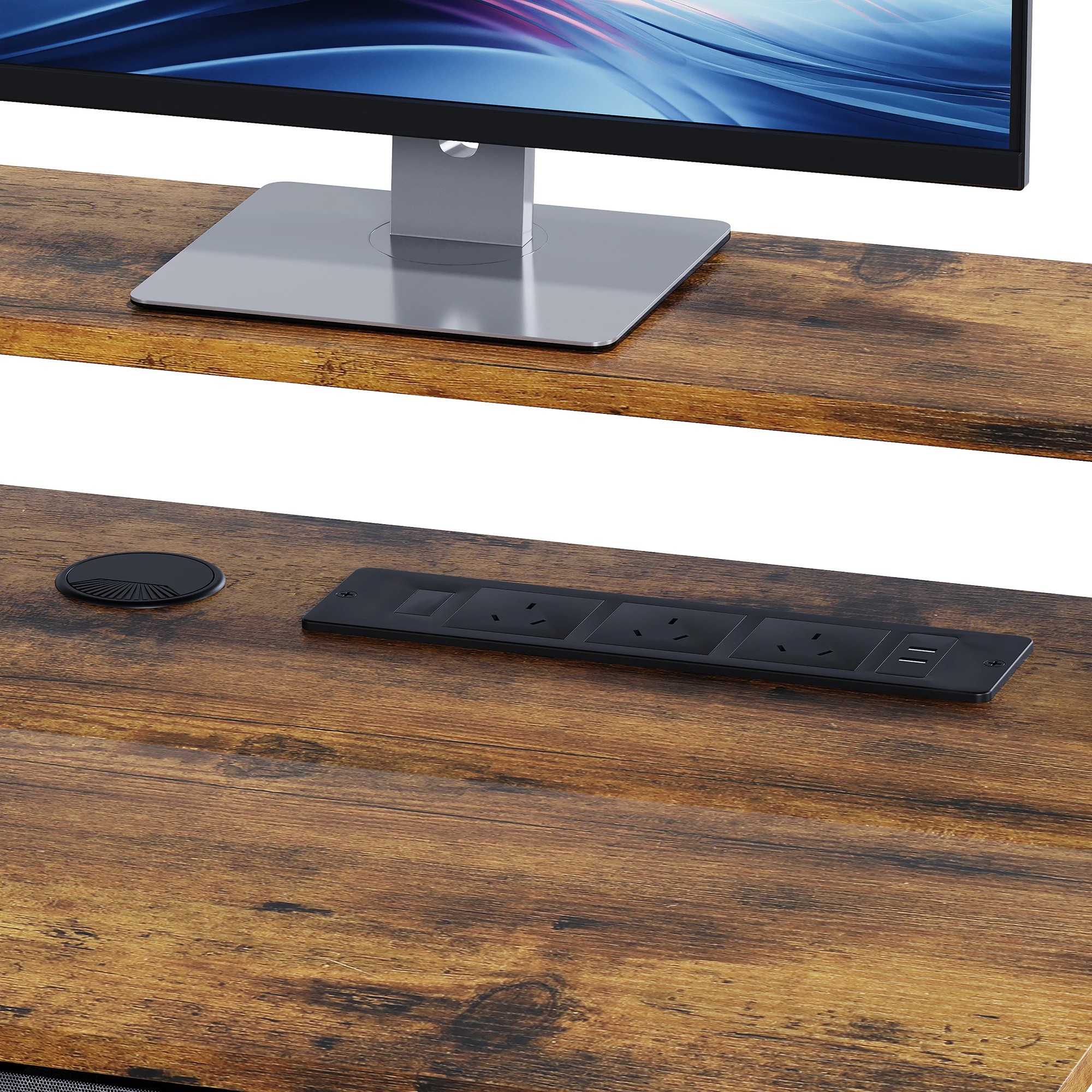 5 Advwin Electric Standing Desk with Monitor Stand and keyboard tray 120cm - Brown, 5 of 8
