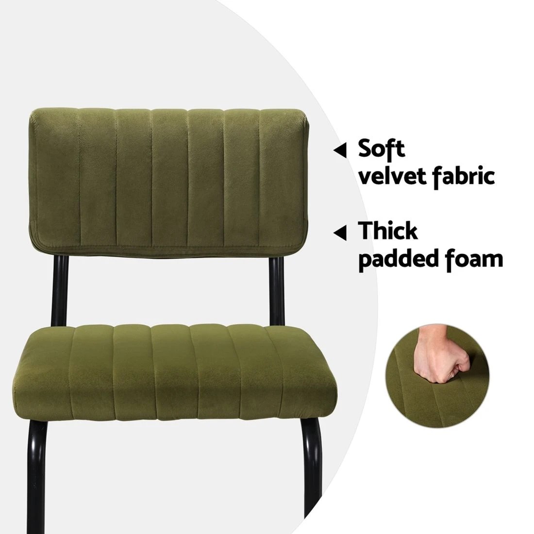 5 Artiss 2x Bar Stools Velvet Chairs - Green, 5 of 7