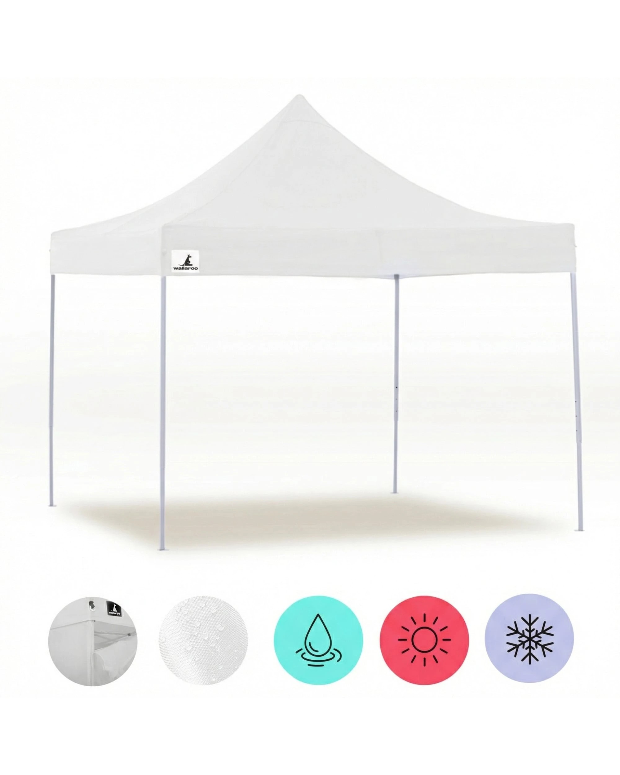 3 Wallaroo 3m x3m Outdoor Gazebo Folding Party Tent Marquee Canopy Camping Beach - White, 3 of 7