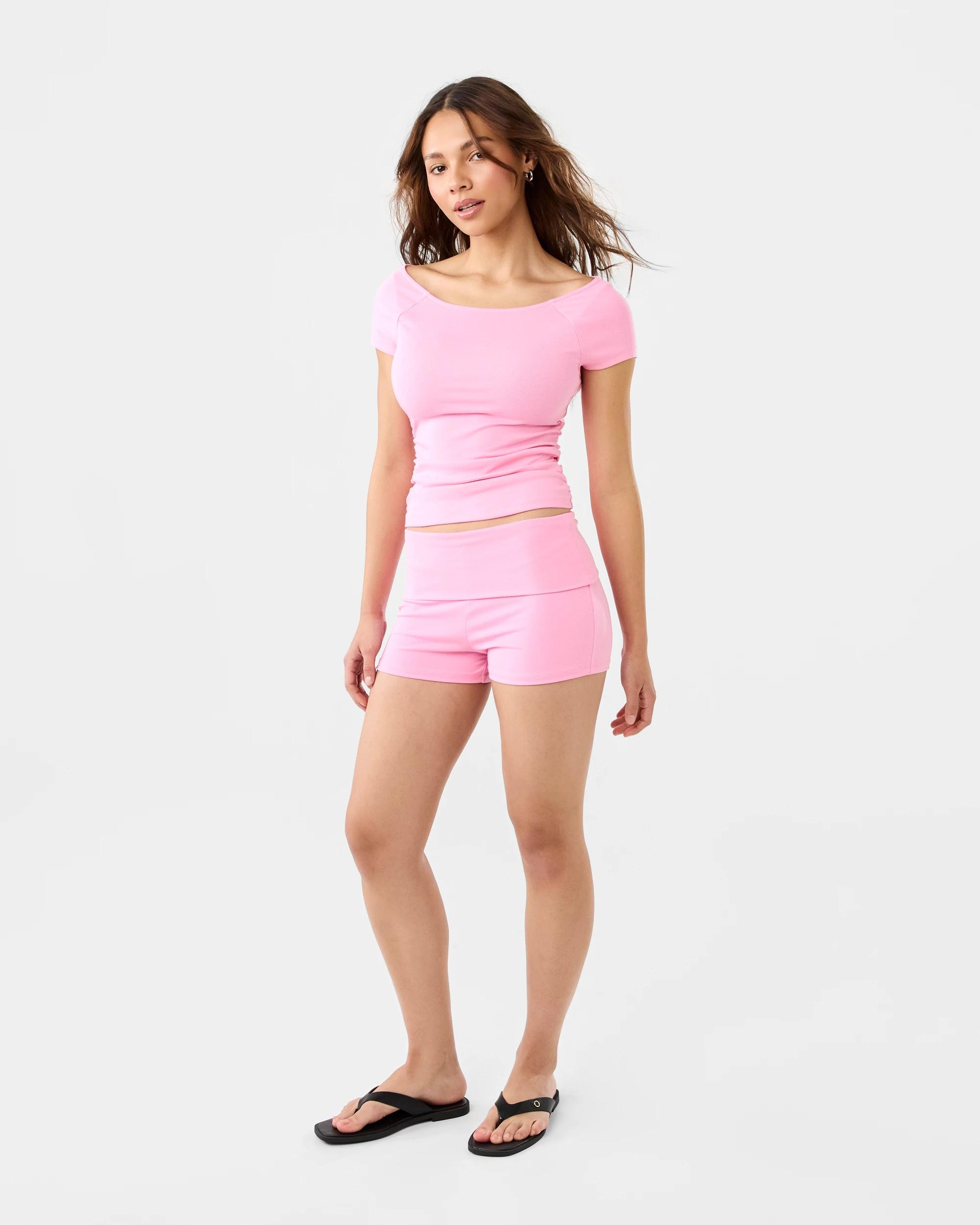 3 Off The Shoulder T-shirt Beg Pink, 3 of 5