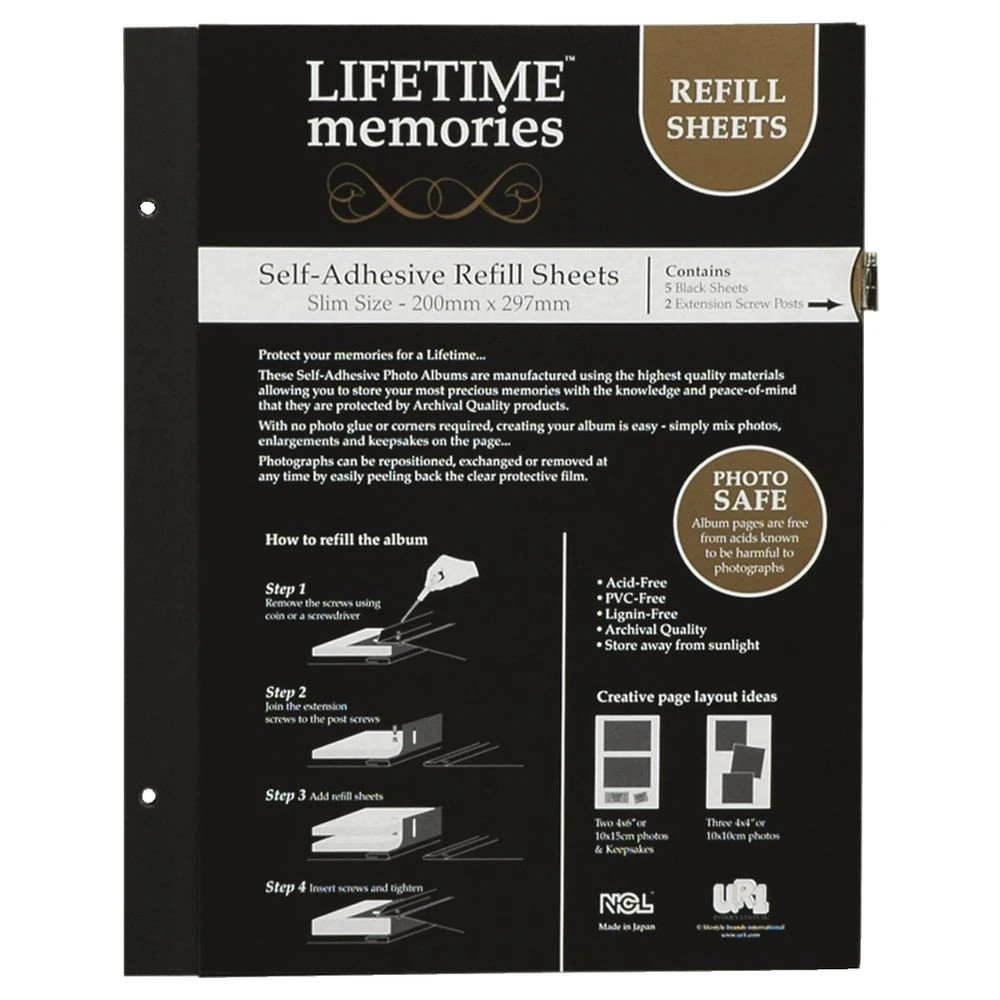 5 NCL A4 Self-Adhesive Photo Album Refills 5 Pack Black, 5 of 5