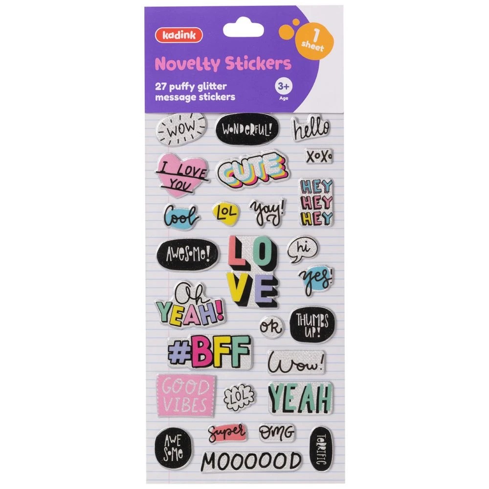 1 Kadink Messages Puffy Glitter Stickers, 1 of 1