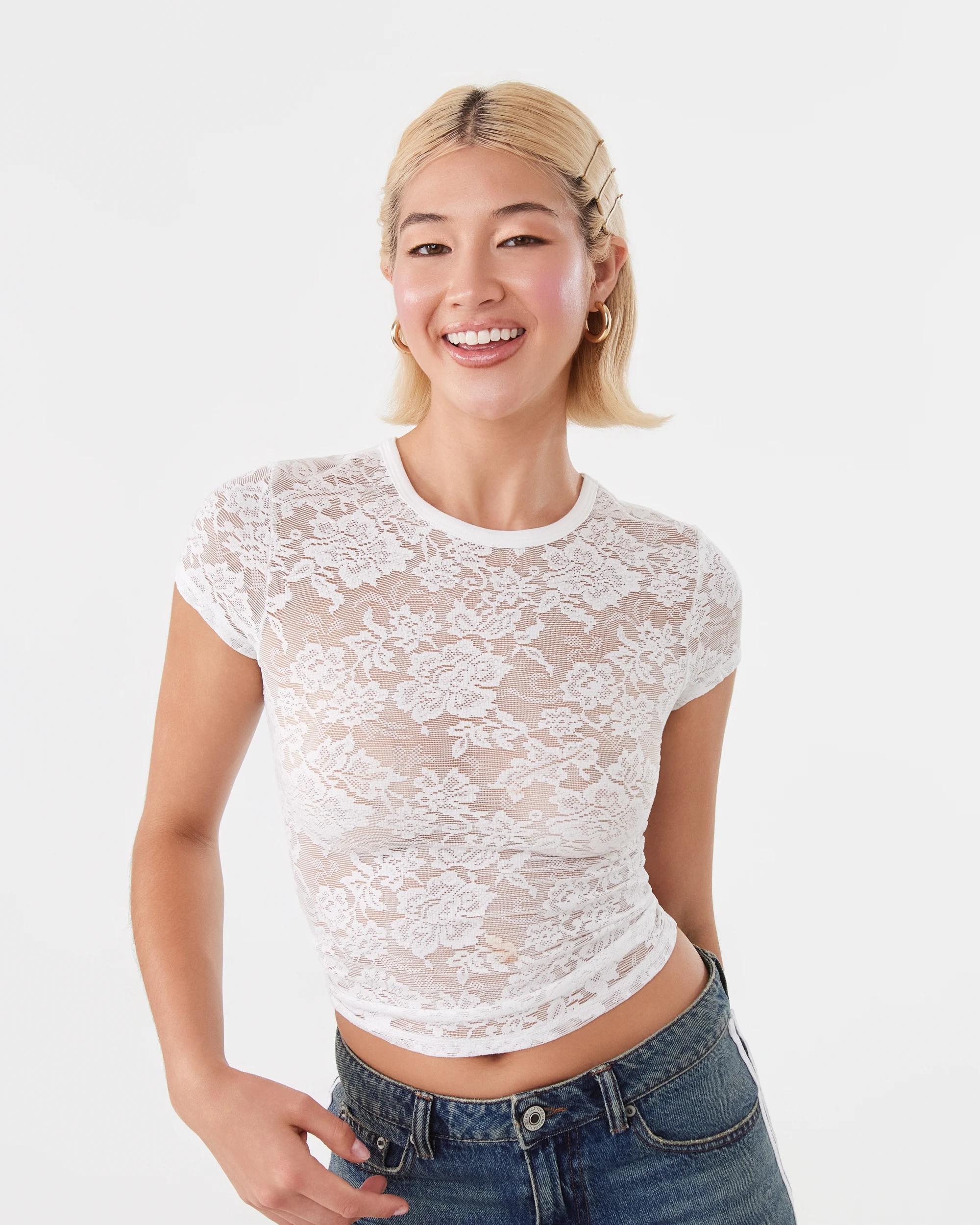 1 Lace T-shirt Snw White, 1 of 9