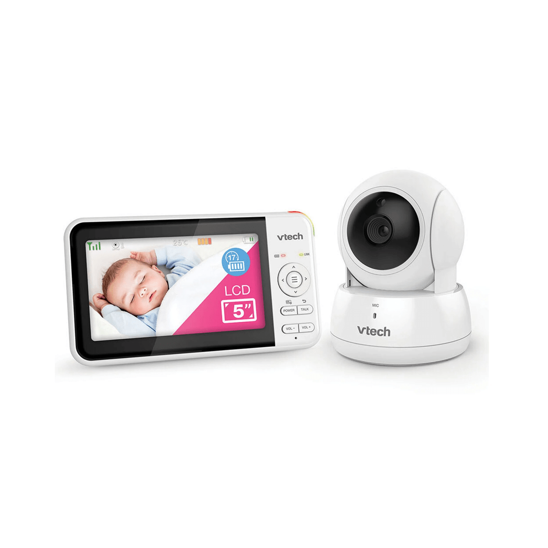 1 Vtech Bm5550au Pan & Tilt 13cm Full Colour Video & Audio Baby Monitor
 - White, 1 of 3