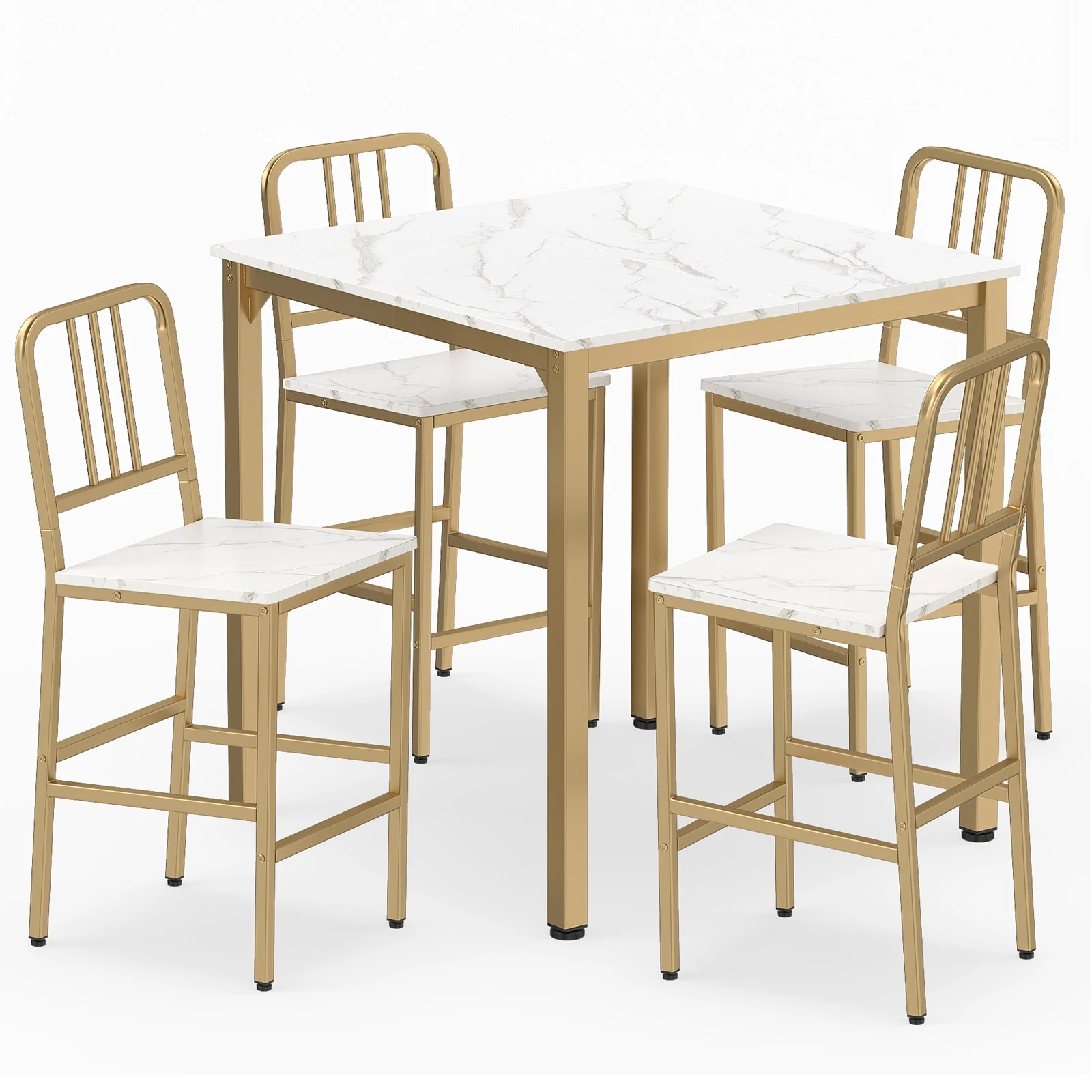 1 Costway 5PCS Counter Height Dining Table Set Dining Table Set Kitchen Bar Table & Chairs Set - White, 1 of 4