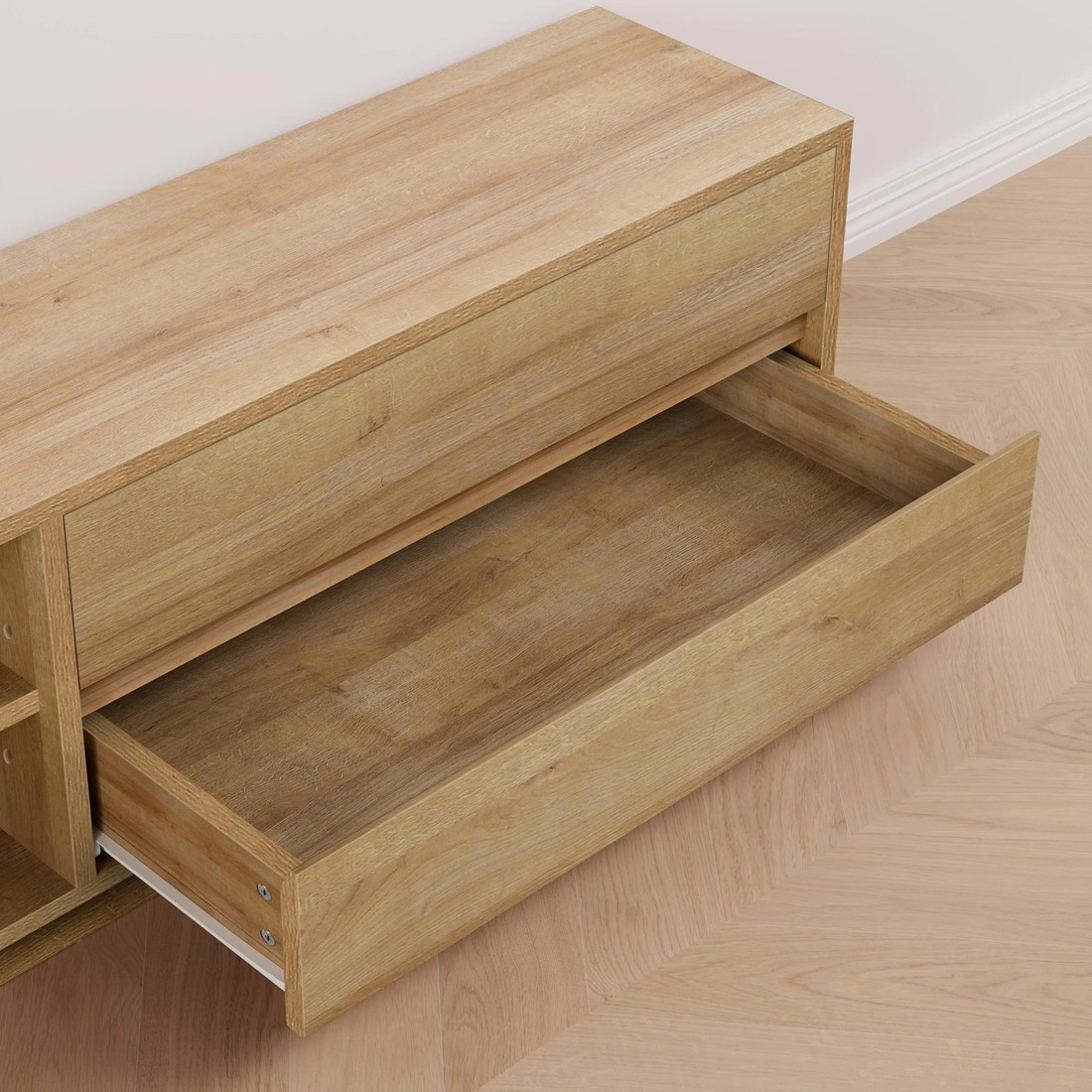 3 Alfordson Entertainment Unit TV Cabinet Stand Storage Drawer 180cm - Oak, 3 of 10