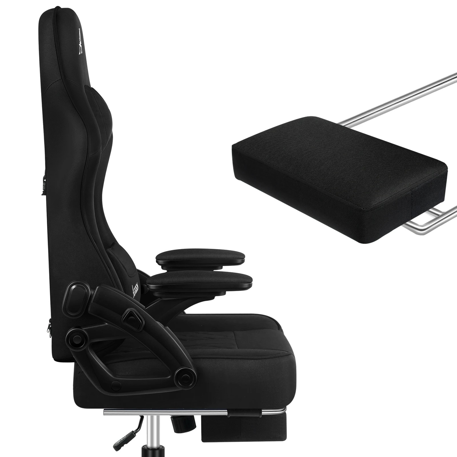 4 Alfordson Gaming Office Chair Massage Computer Footrest Seat Fabric - Black, 4 of 10