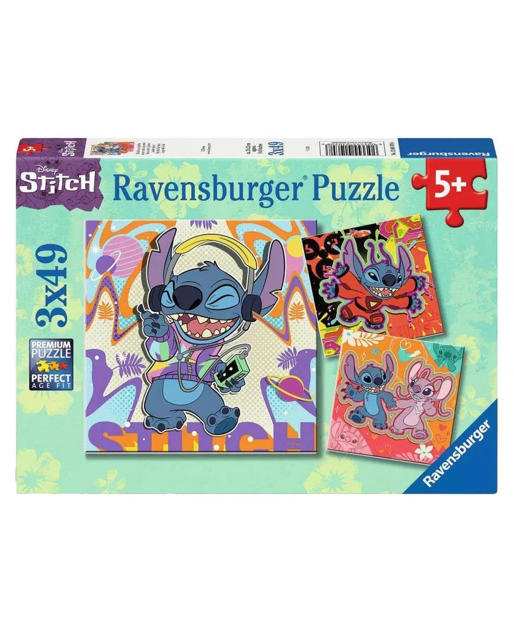 1 Ravensburger Disney Stitch Play the Day Away 3 x 49 Piece Jigsaw Puzzle, 1 of 4
