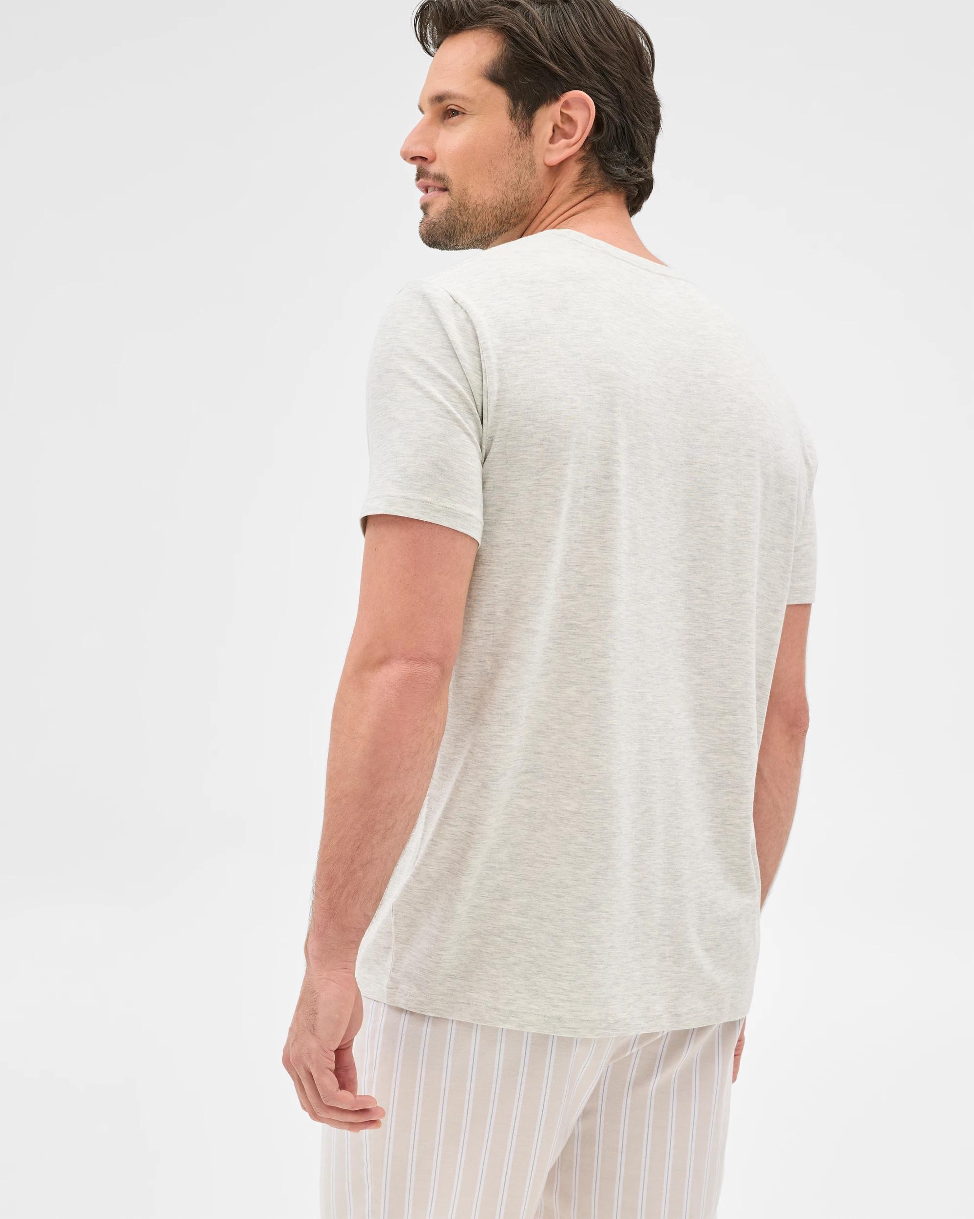 4 Target Mens Australian Cotton Blend Jersey Top Oxford Shorts Pyjama Set GREY MARLE CROC, 4 of 6