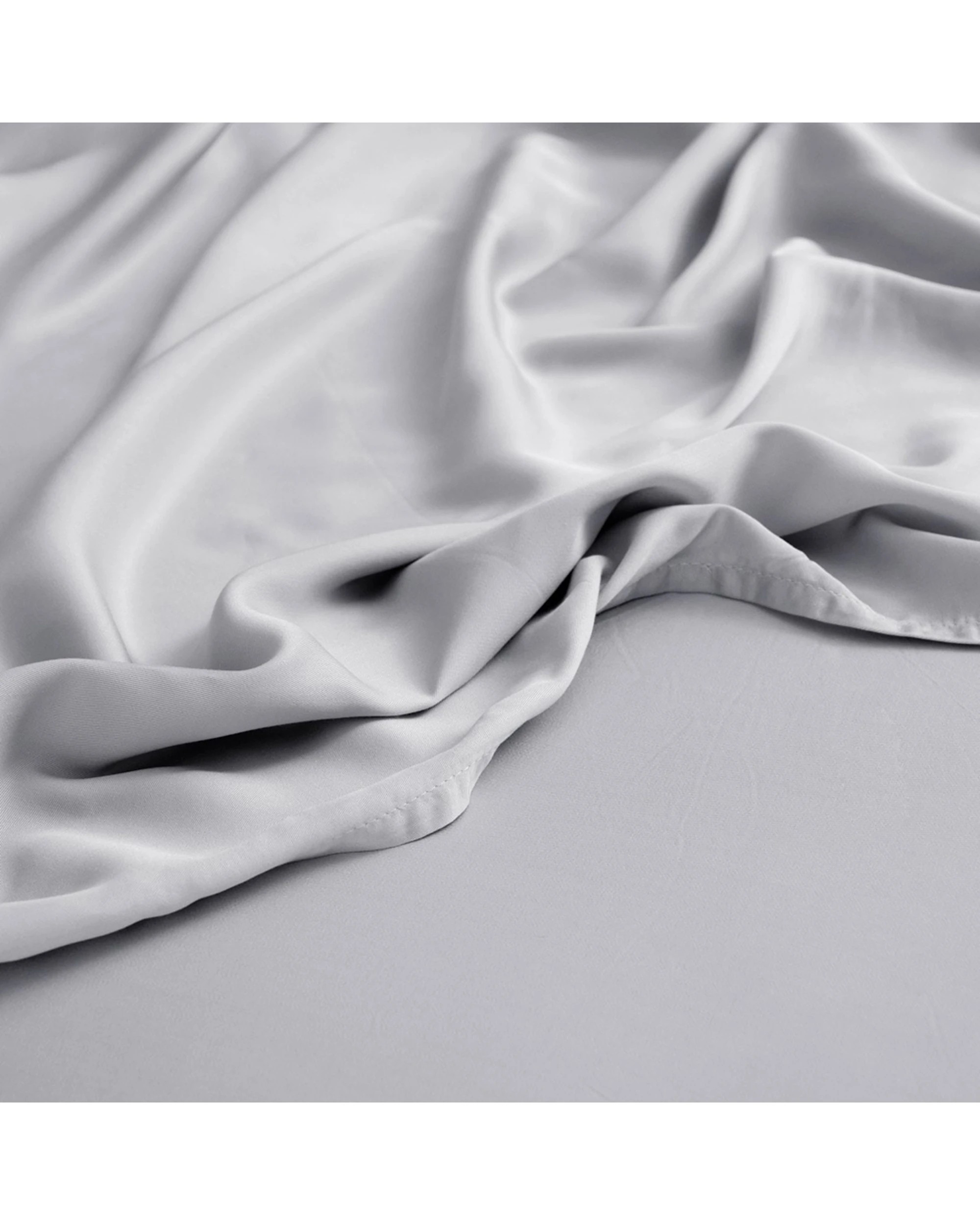 4 Canningvale Luxury Lustro Bamboo Viscose Bed Sheet Set Perla - Queen Bed - Silver, 4 of 4