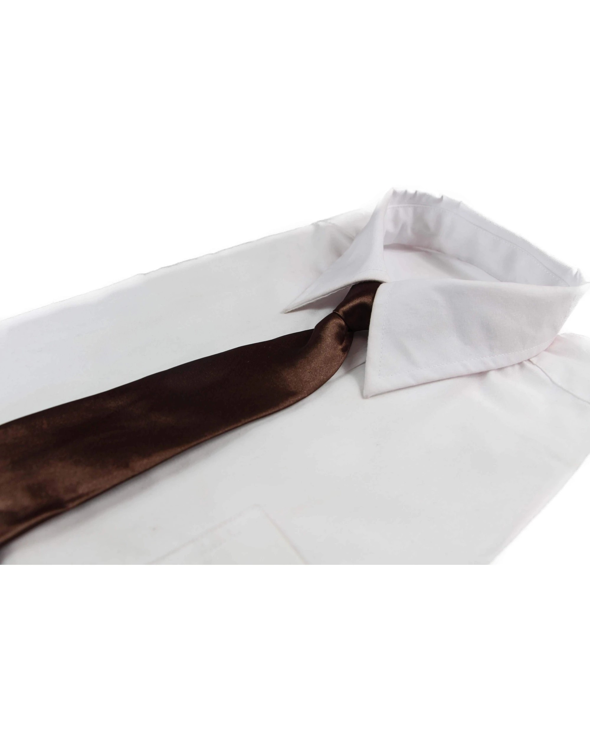 1 Zasel Kids Boys Brown Elastic Plain Neck Tie, 1 of 1