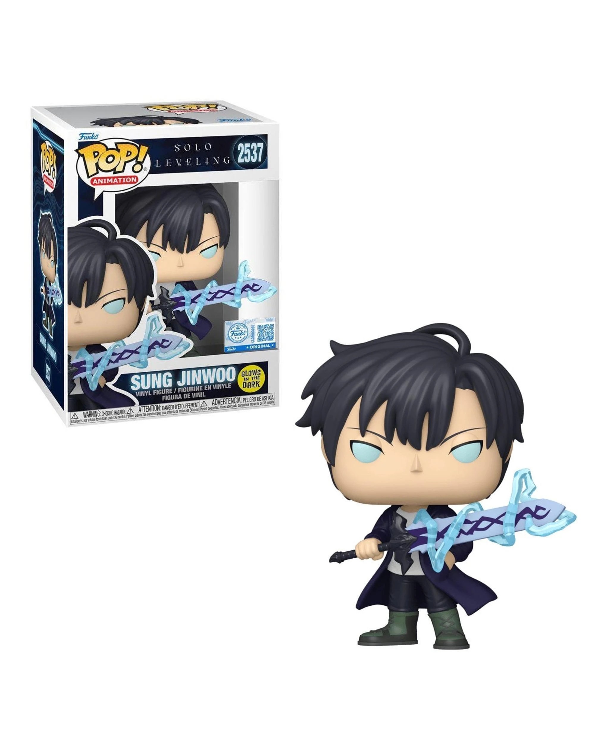 1 Solo Leveling Sung Jinwoo with Sword Glow Funko POP! Vinyl, 1 of 4