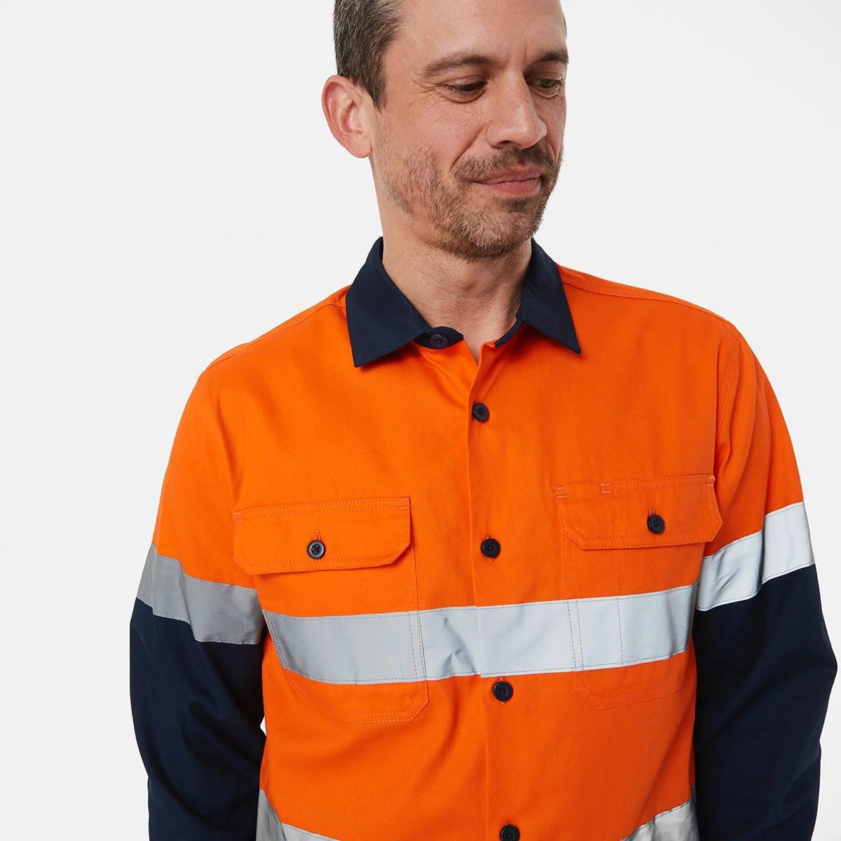 4 Workwear Hi-Visiblity Long Sleeve Reflective Shirt SAFETY ORANGE, 4 of 4