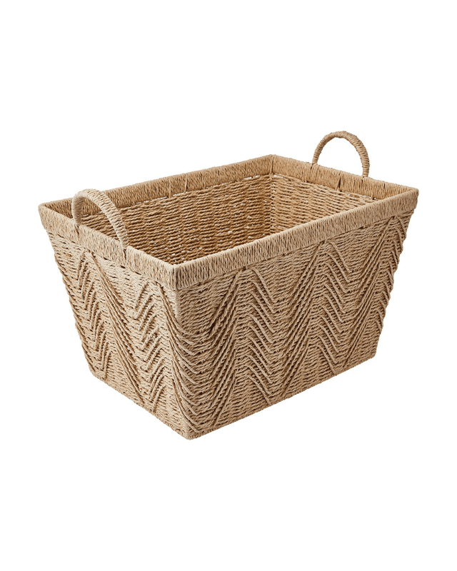 Rectangle Herringbone Paper Rope Basket - Nat