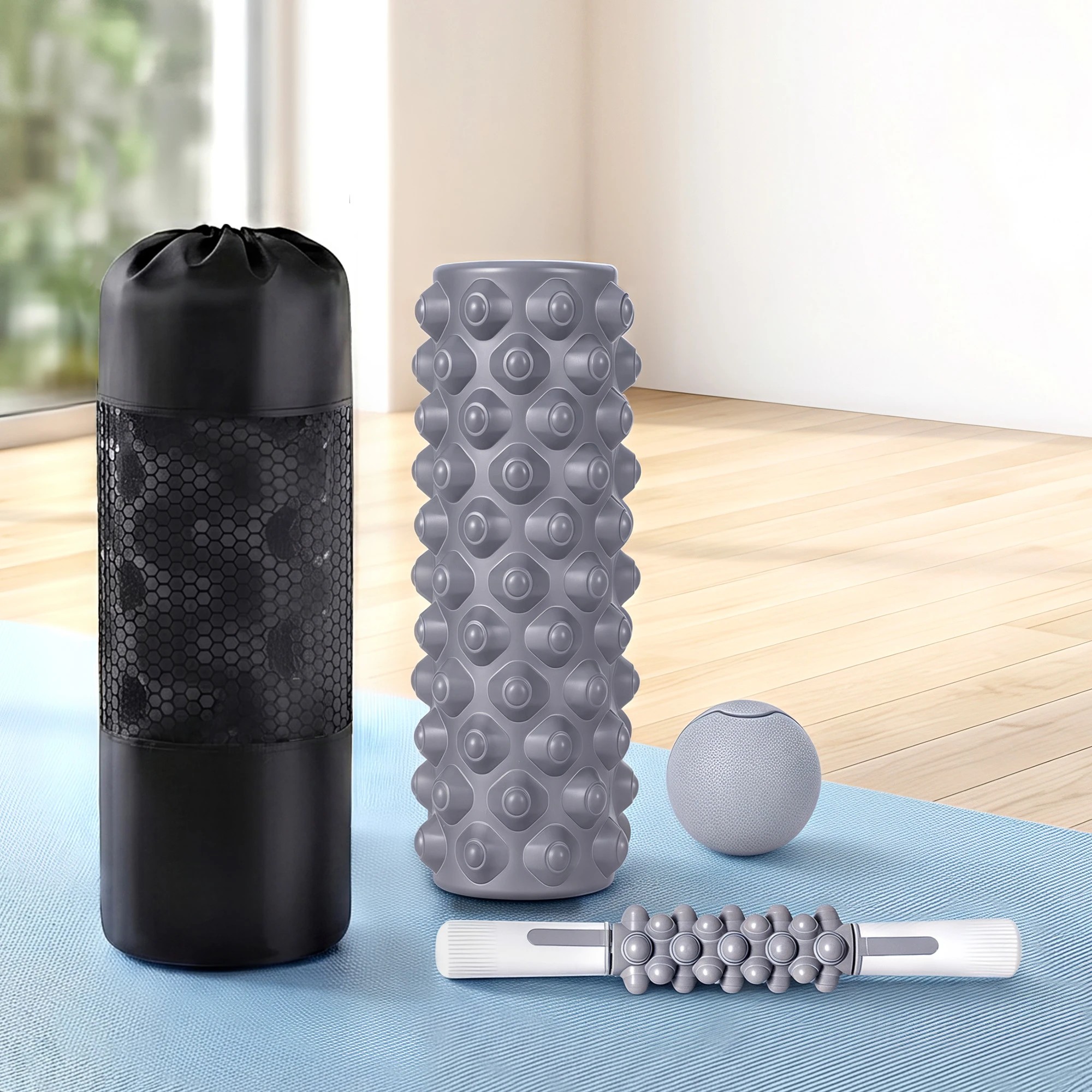 6 Everfit 3-in-1 Foam Roller Set – Muscle Stick, Massage Ball & Heavy-Duty Roller - Grey, 6 of 6